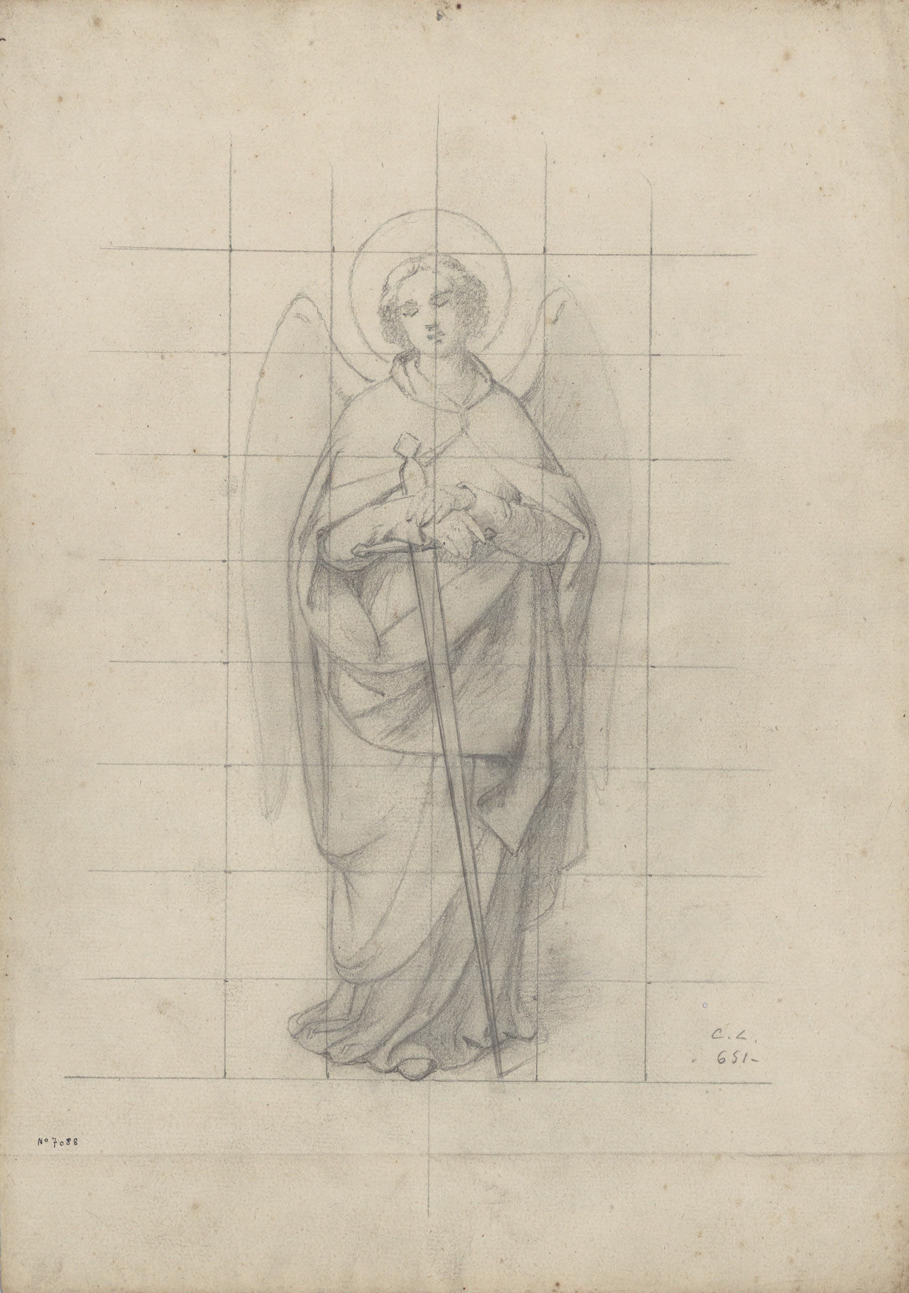 image for: Claudi Lorenzale - Àngel espasa llarga - Cap a 1850-1870