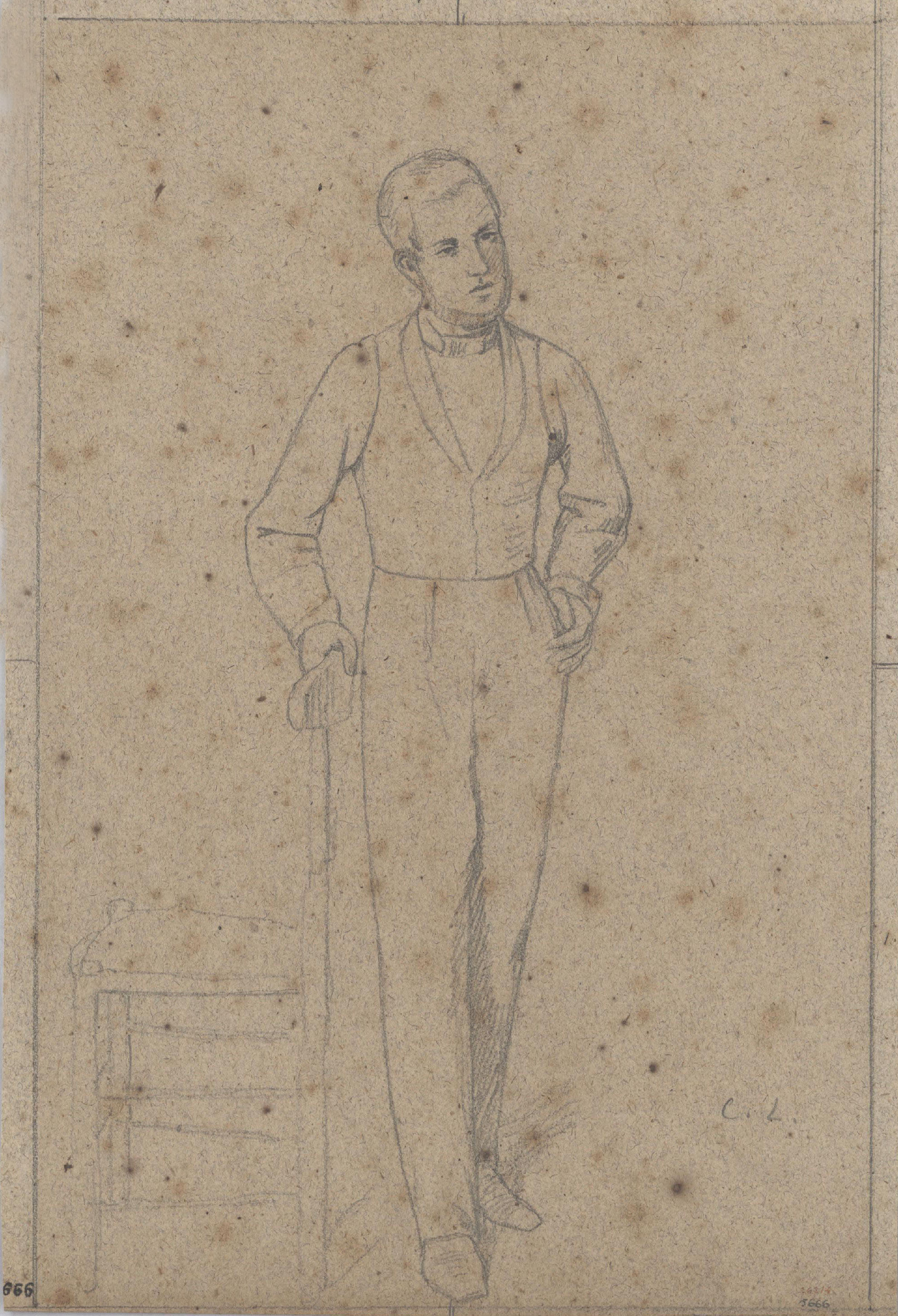 image for: Claudi Lorenzale - Home recolzat al respatller d&#039;una cadira - Cap a 1860-1880