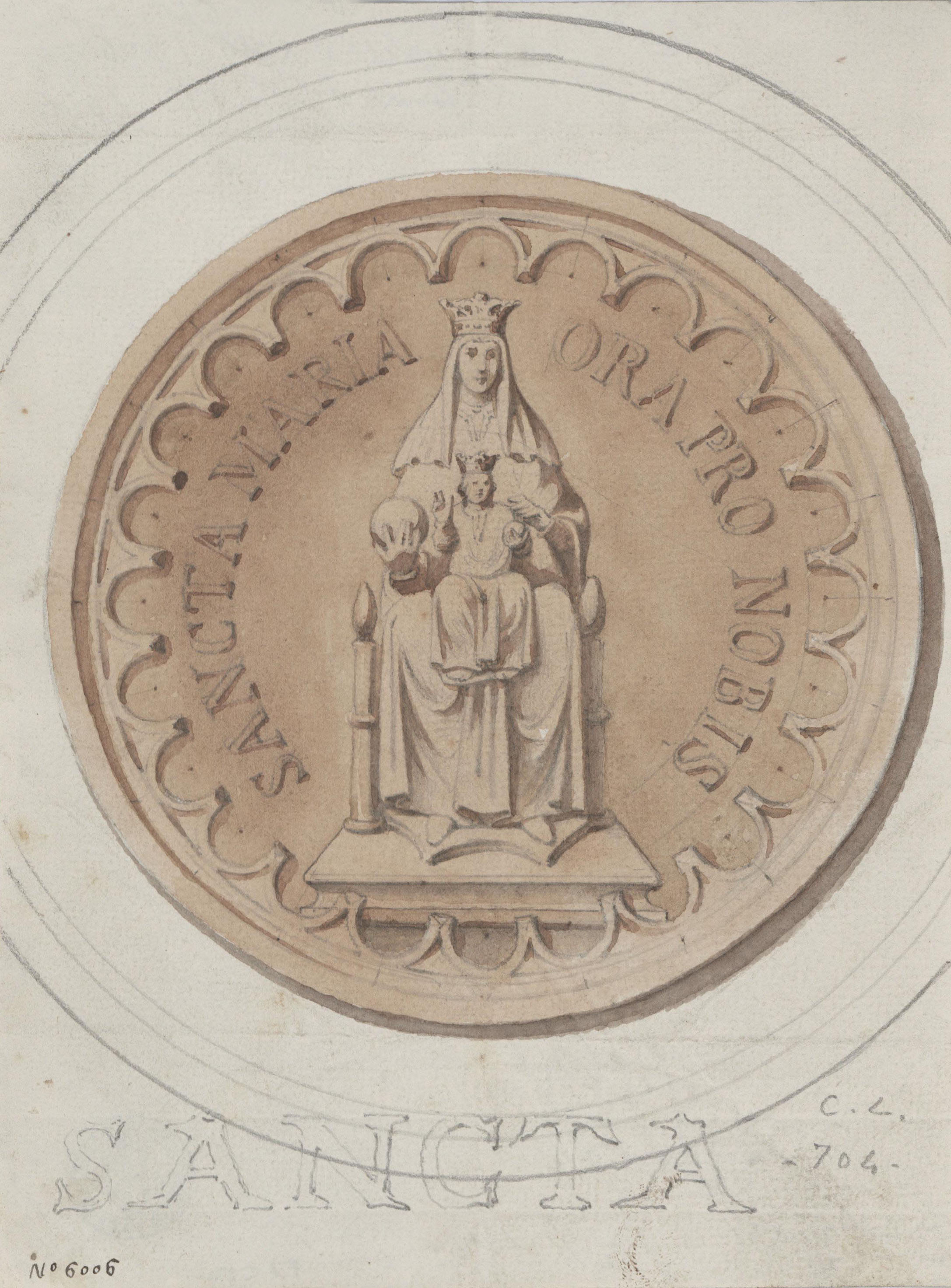 image for: Claudi Lorenzale - Projecte de medalló de la Mare de Déu amb el Nen - Cap a 1860-1880