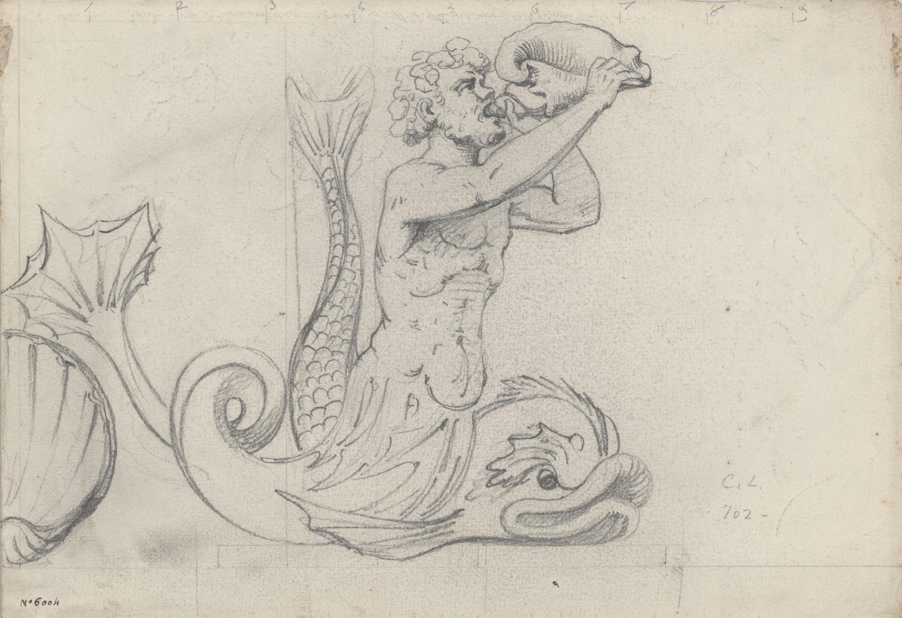 image for: Claudi Lorenzale - Estudi de personatge mitològic, Tritó ?, per a una font monumental - Cap a 1860-1880