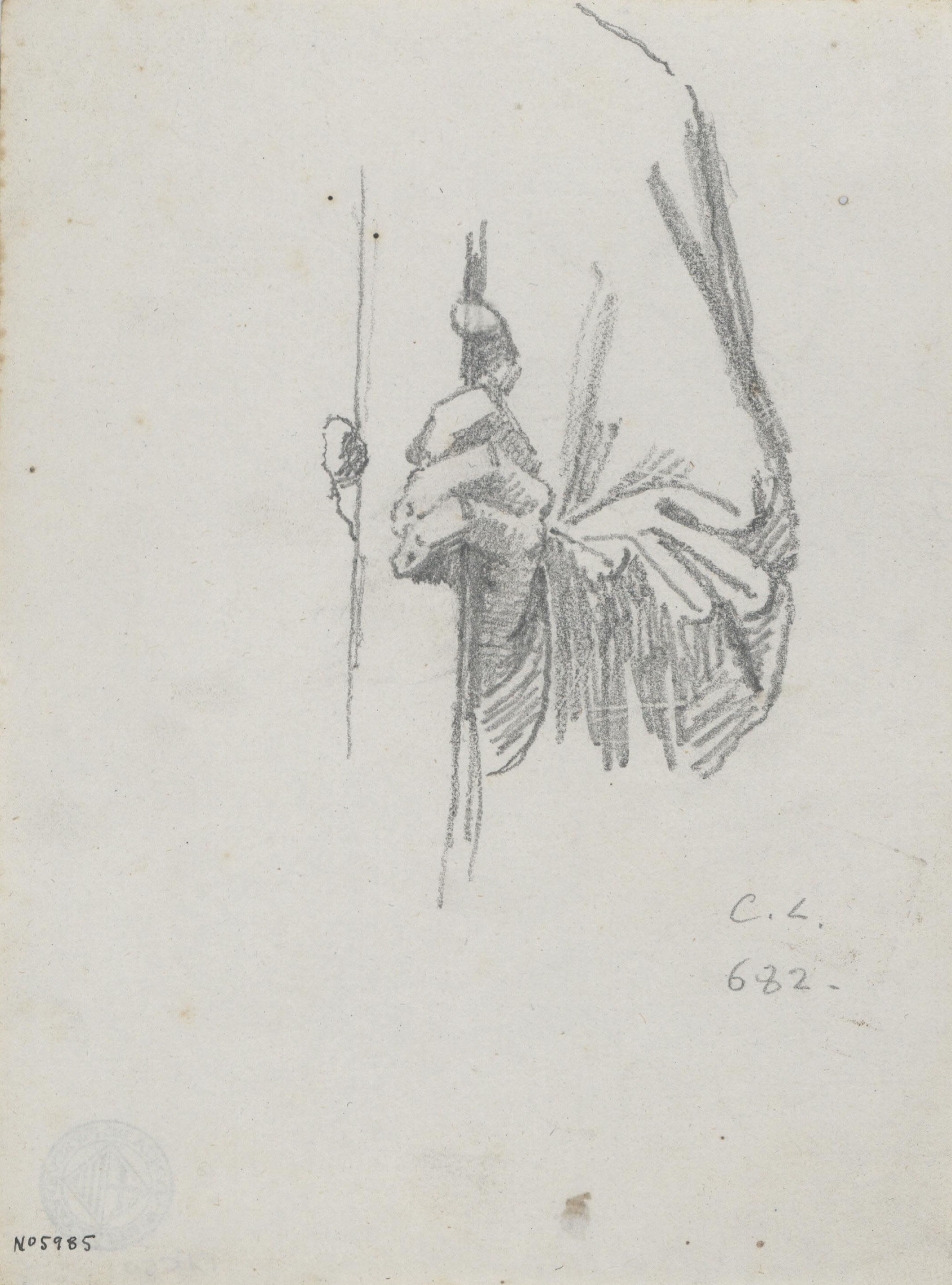 image for: Claudi Lorenzale - Estudi de mà que sostenint una barra - Cap a 1850-1870