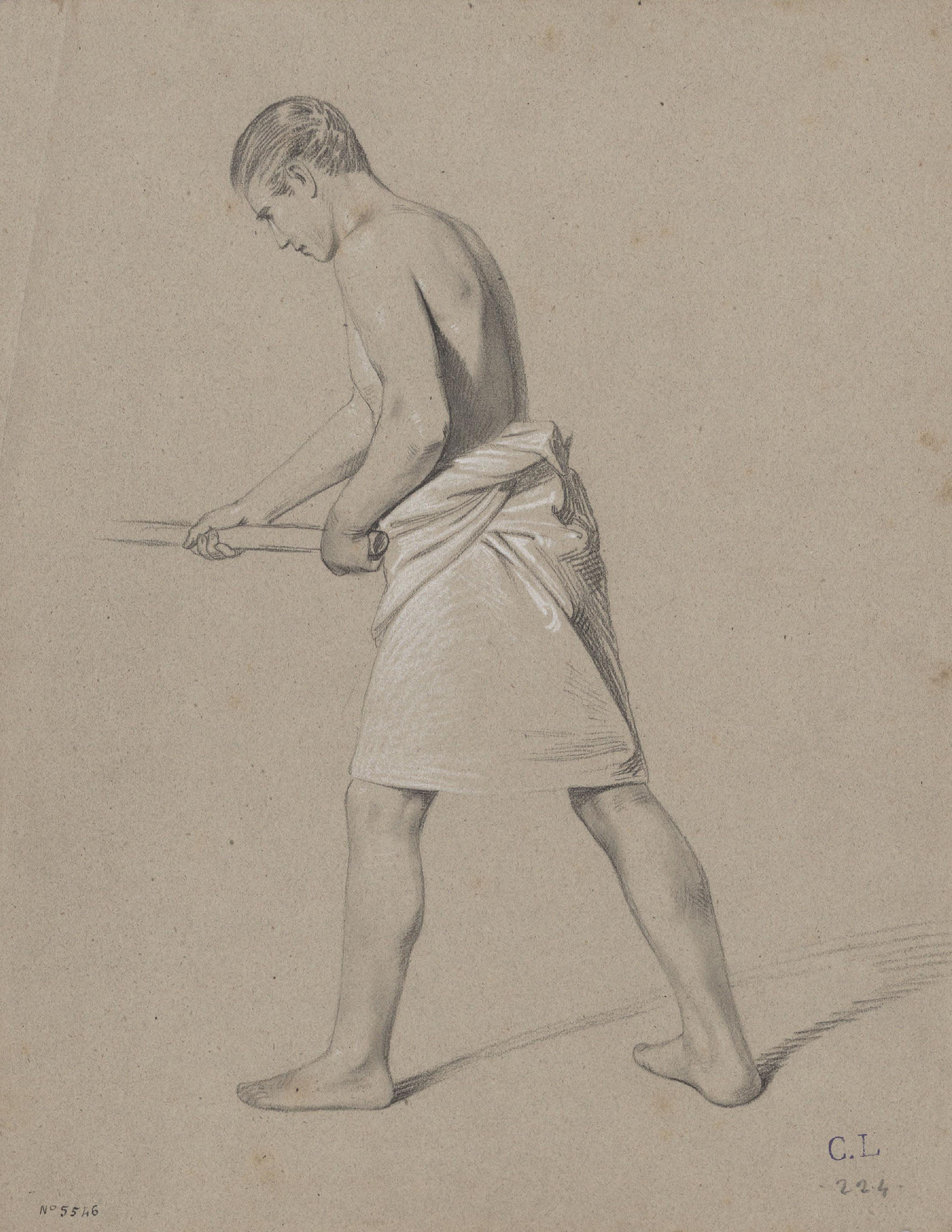 image for: Claudi Lorenzale - Jove sostenint un pal - Cap a 1850-1870