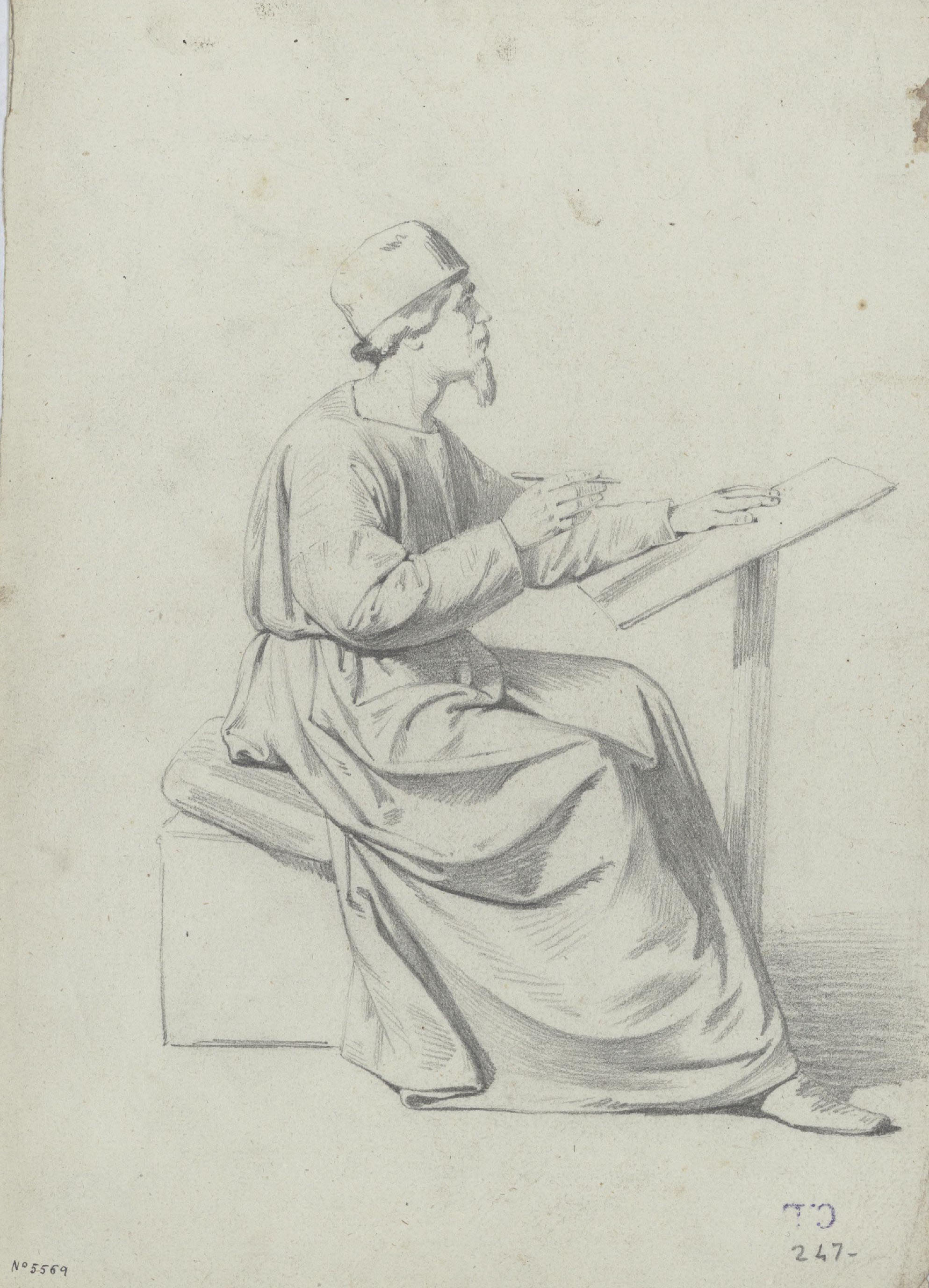 image for: Claudi Lorenzale - Home amb indumentària medieval - Cap a 1850-1870