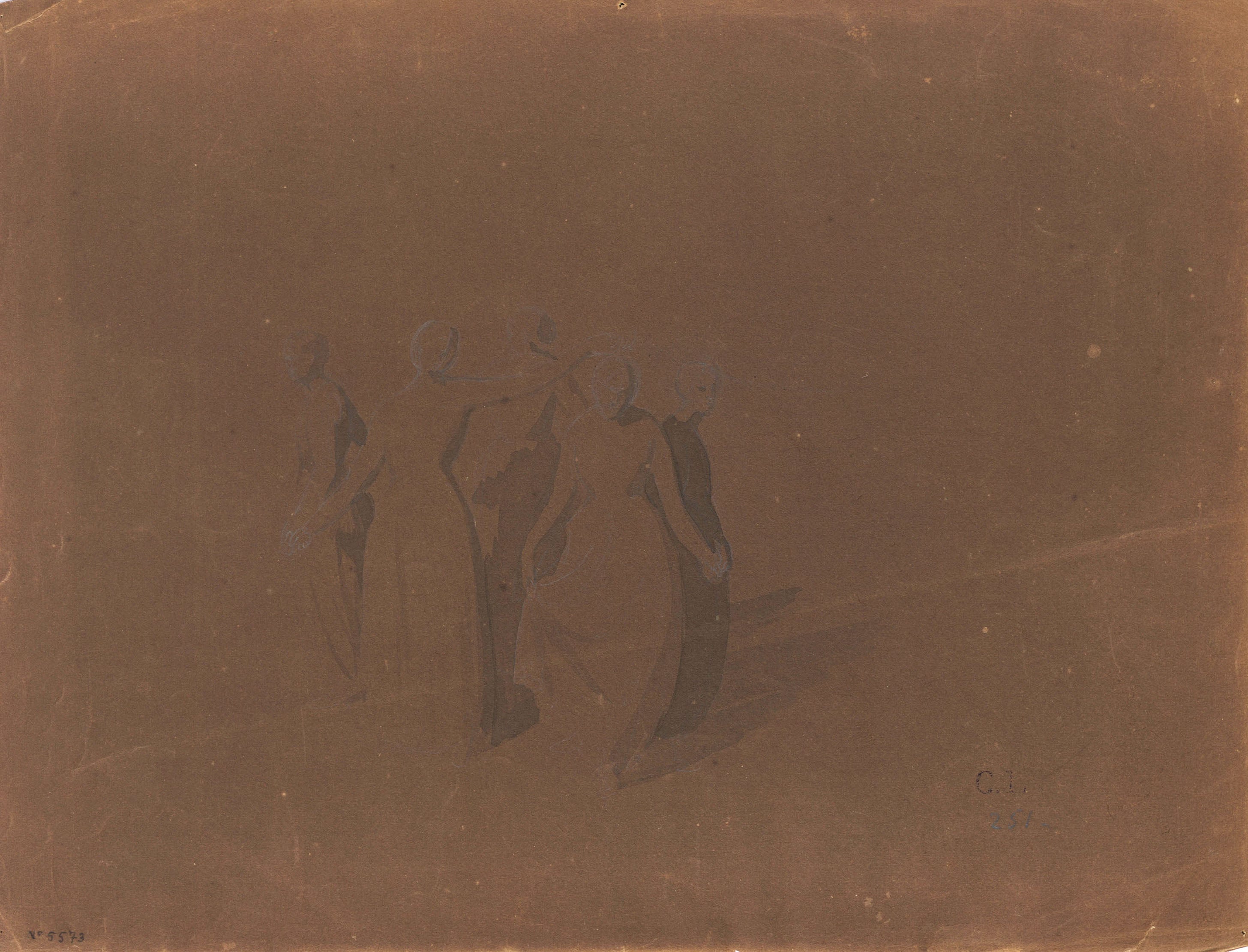 image for: Claudi Lorenzale - Grup de noies agafades de la mà, en actitud de ballar una dansa típica - Cap a 1850-1880