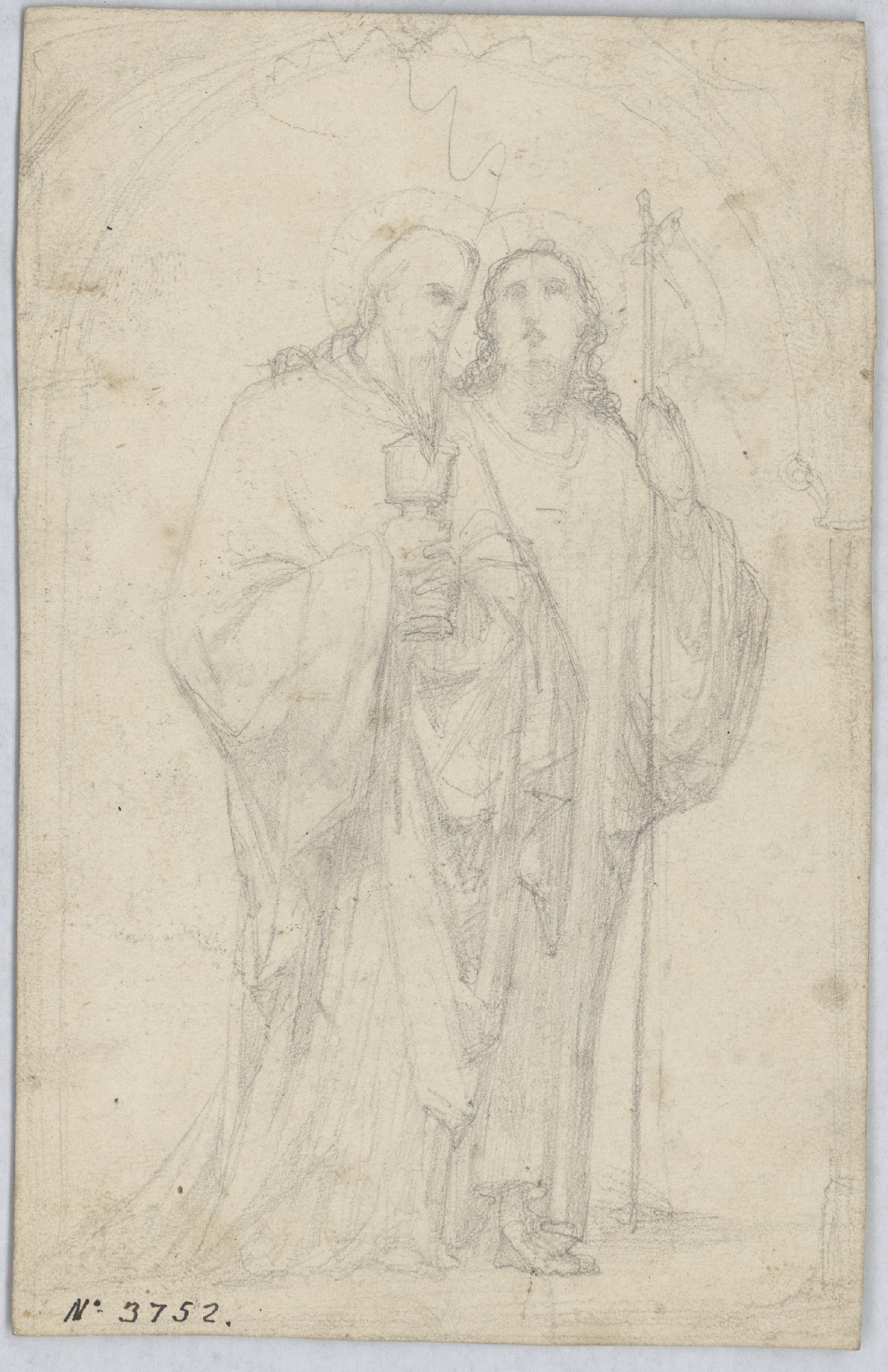 image for: Francesc Torras - Dos sants (anvers) / Estudi d&#039;un cap d&#039;home (revers) - Cap a 1860-1876