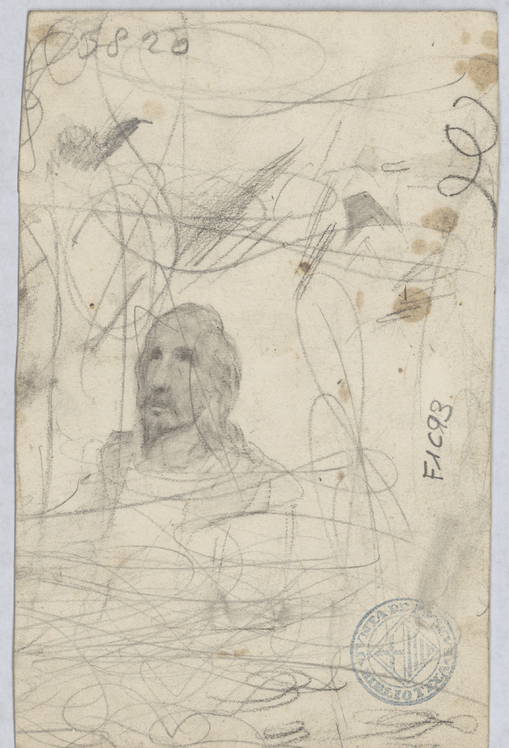 image for: Francesc Torras - Dos sants (anvers) / Estudi d&#039;un cap d&#039;home (revers) - Cap a 1860-1876 [1]