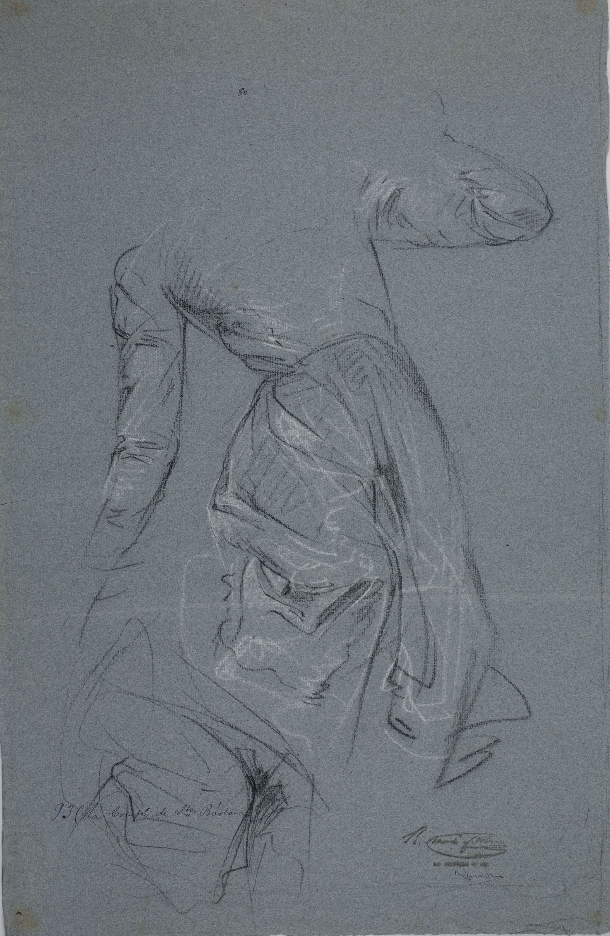 image for: Ramon Martí i Alsina - Estudi de vestimenta d&#039;una dona ferida per al quadre «La Companyia de Santa Bàrbara» - Cap a 1891