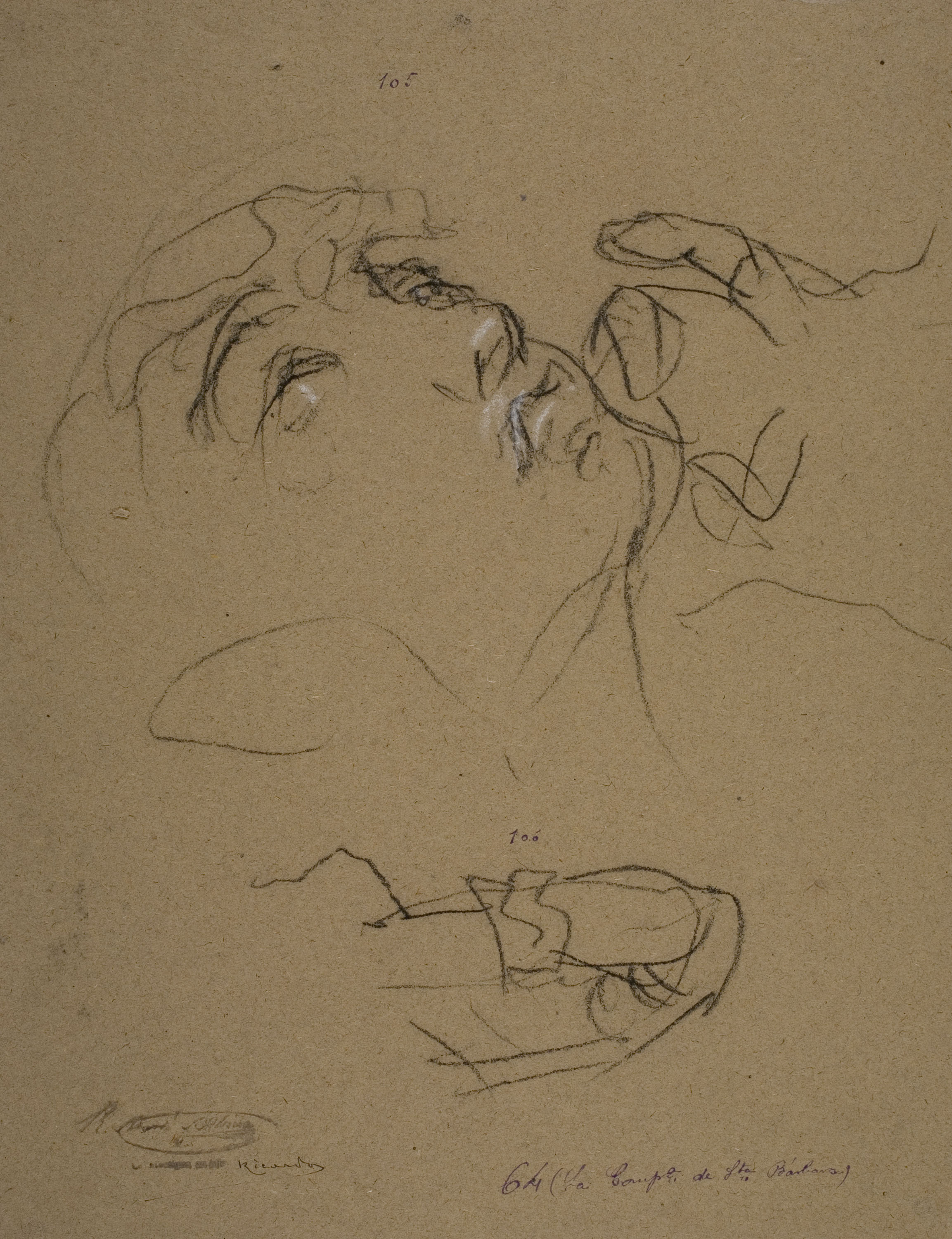 image for: Ramon Martí i Alsina - Estudi de cap de dona per al quadre «La Companyia de Santa Bàrbara» - Cap a 1891