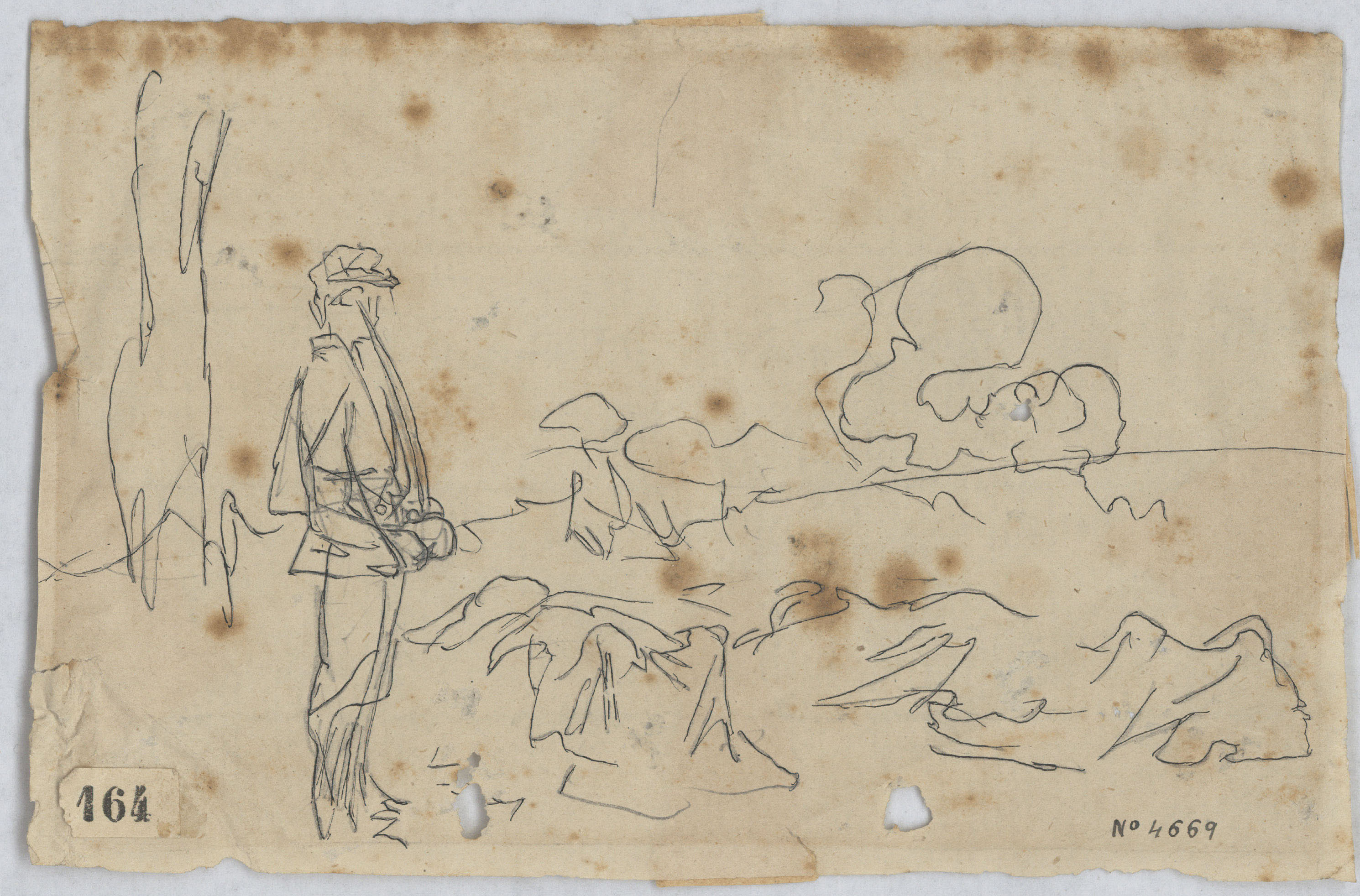 image for: Josep Lluís Pellicer - Apunt de soldat en un paisatge - 1877