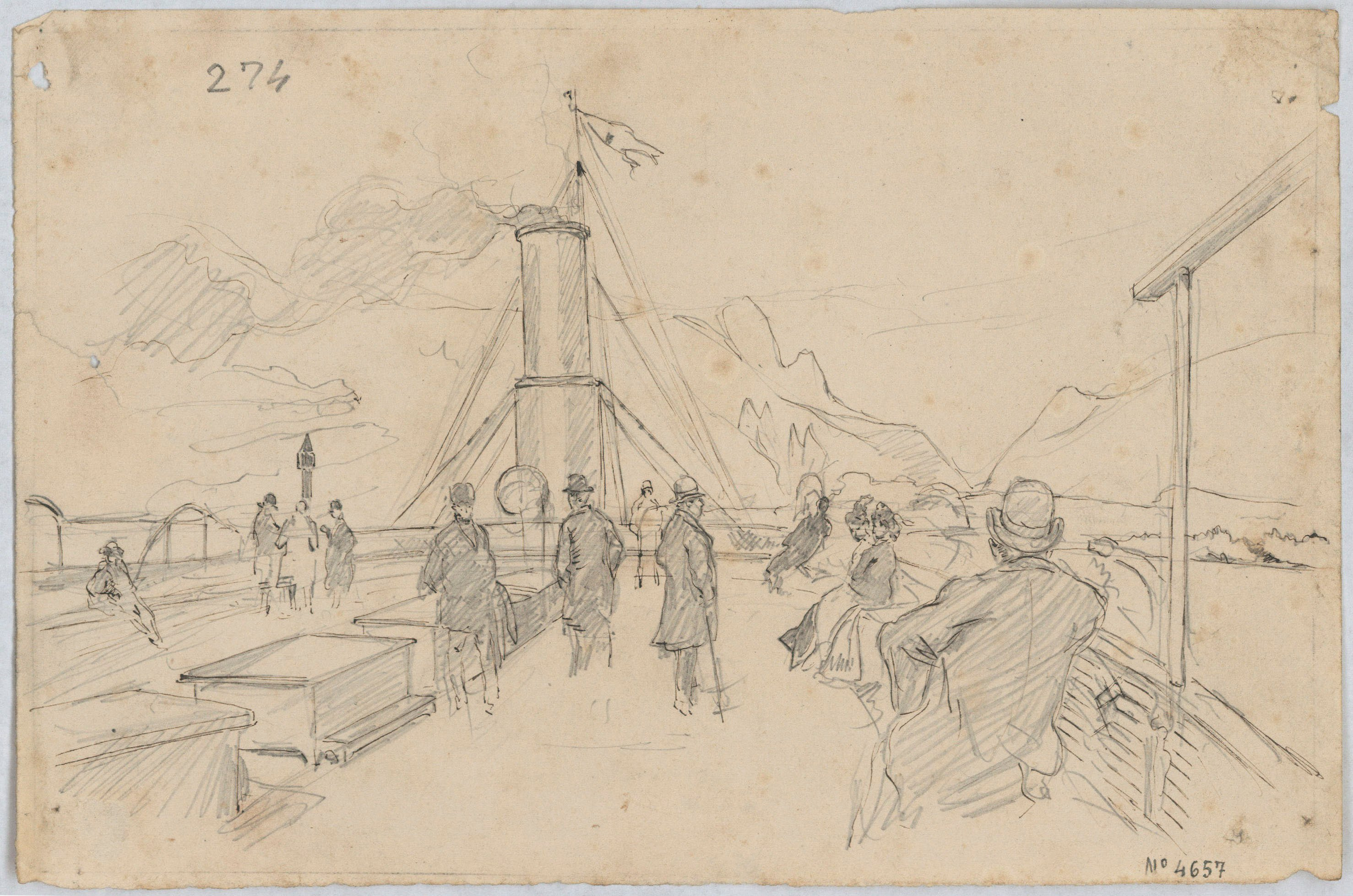 image for: Josep Lluís Pellicer - Passatgers a la coberta d&#039;un vaixell - 1877