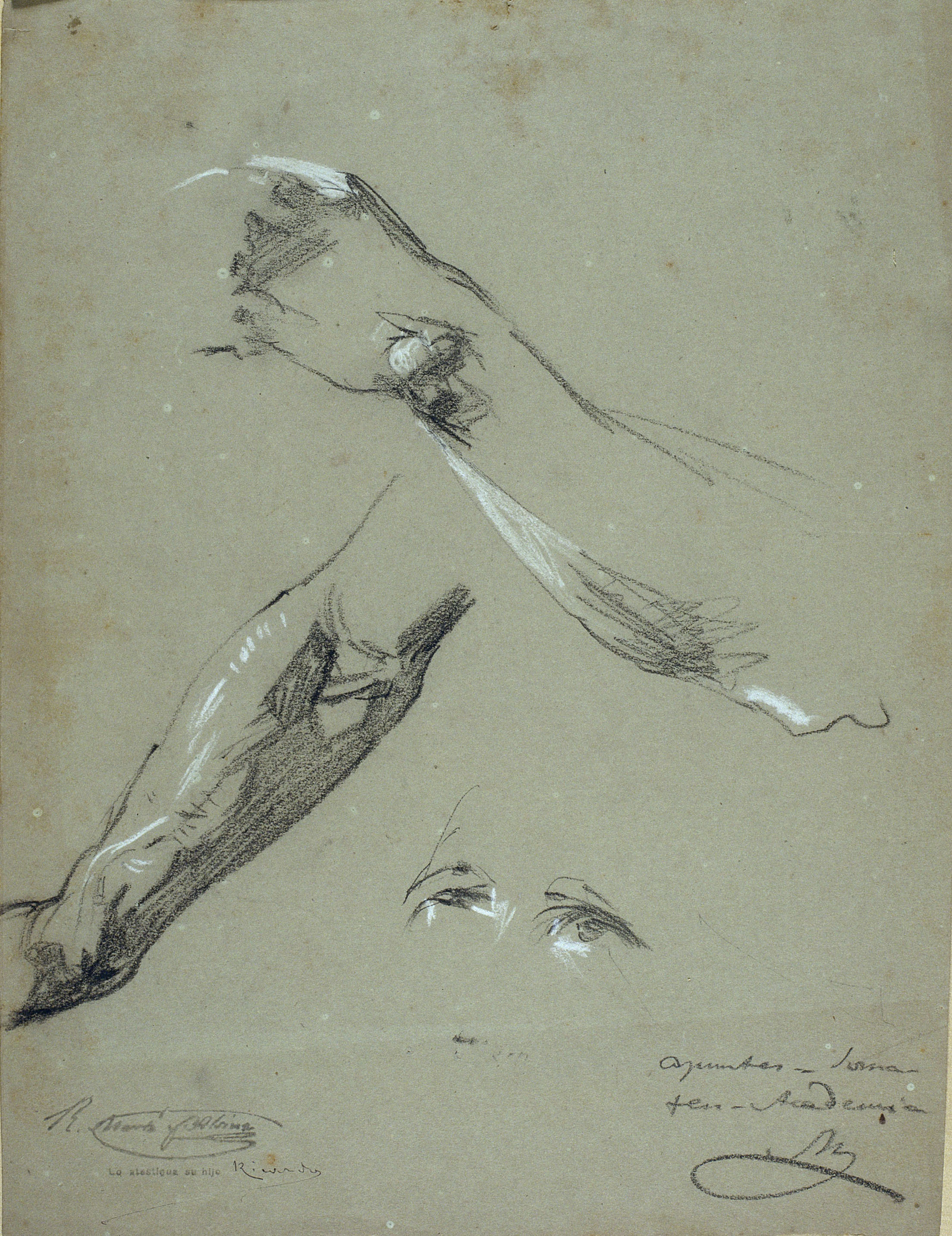 image for: Ramon Martí i Alsina - Esbós de dos braços i ulls per al quadre «El Sometent del Bruc» - Cap a 1866