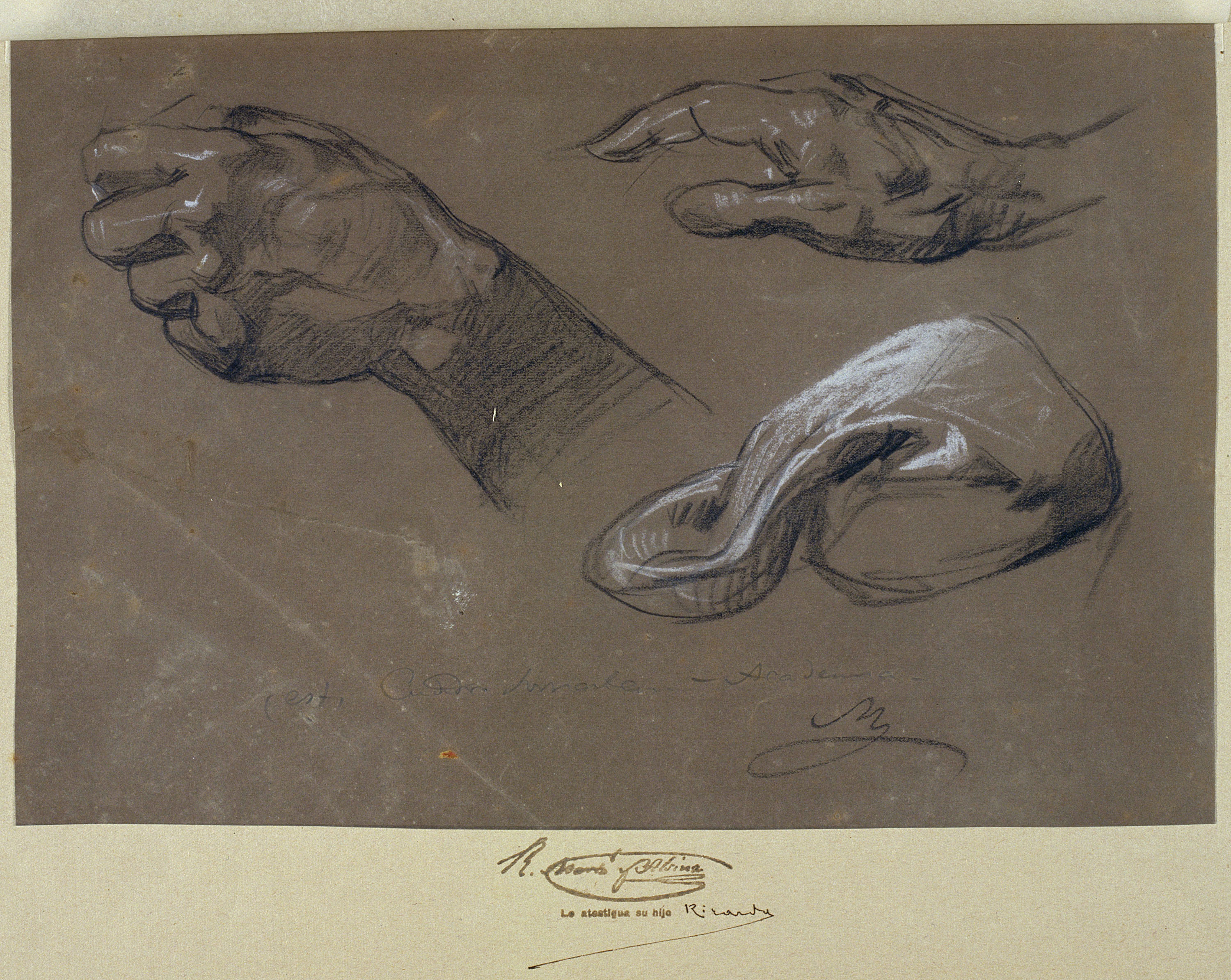 image for: Ramon Martí i Alsina - Dues mans i una barretina per al quadre «El sometent del Bruc» - Cap a 1866