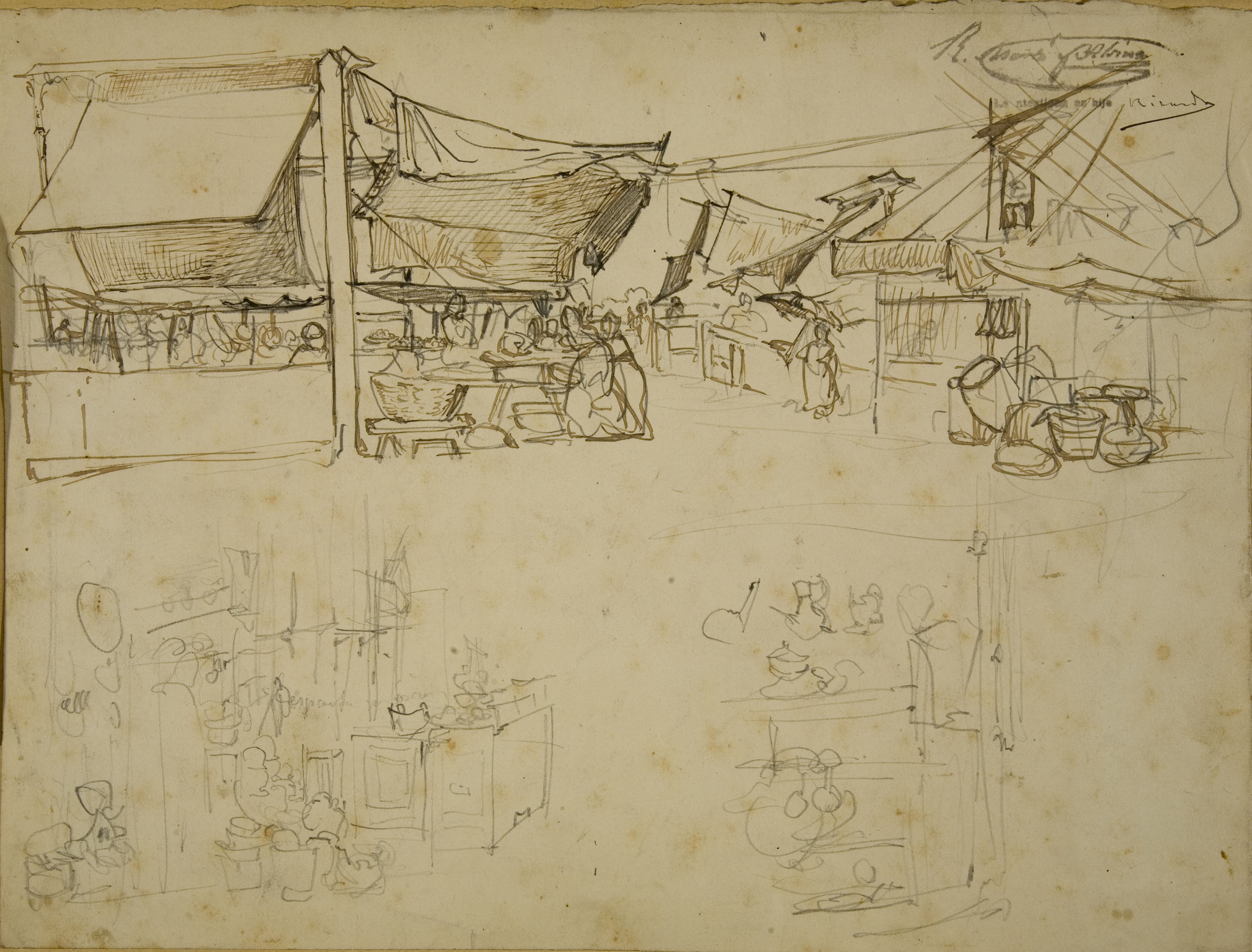 image for: Ramon Martí i Alsina - Apunt de parades de mercat - Cap a 1866-1870