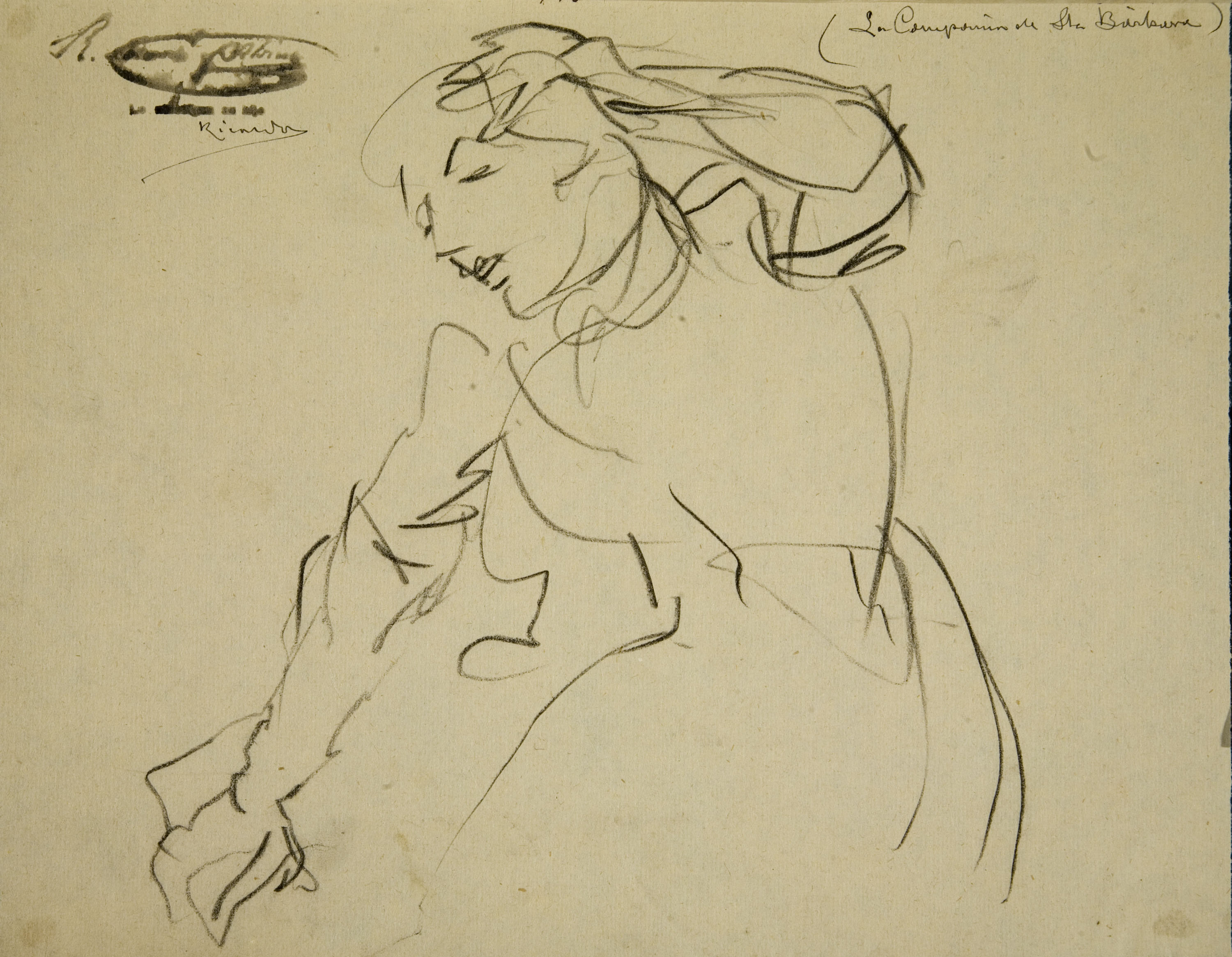 image for: Ramon Martí i Alsina - Estudi de dona per al quadre &quot;La companyia de Santa Bàrbara&quot; - Cap a 1891