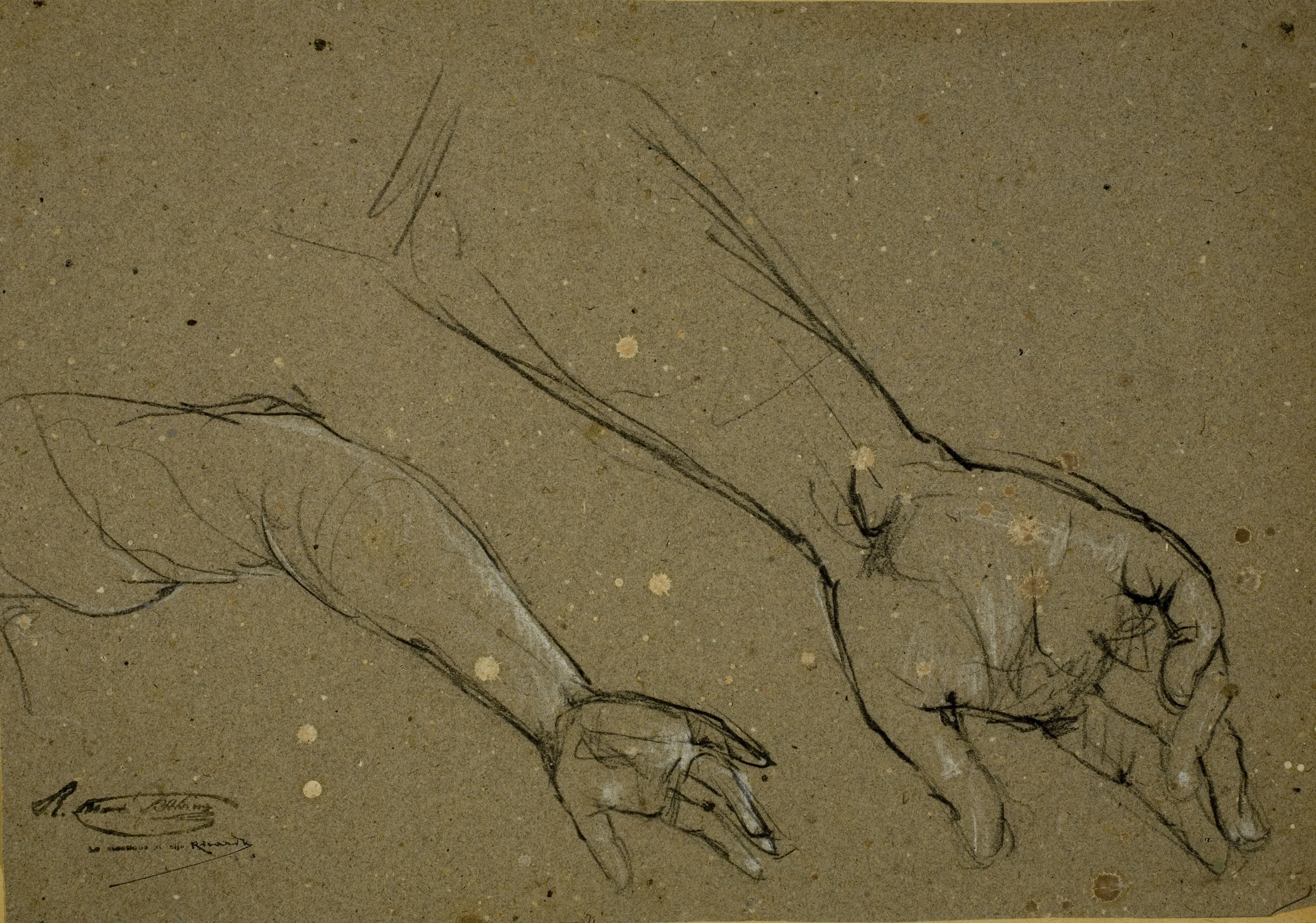 image for: Ramon Martí i Alsina - Apunts de braços i mans per al quadre «La Companyia de Santa Bàrbara» - Cap a 1891