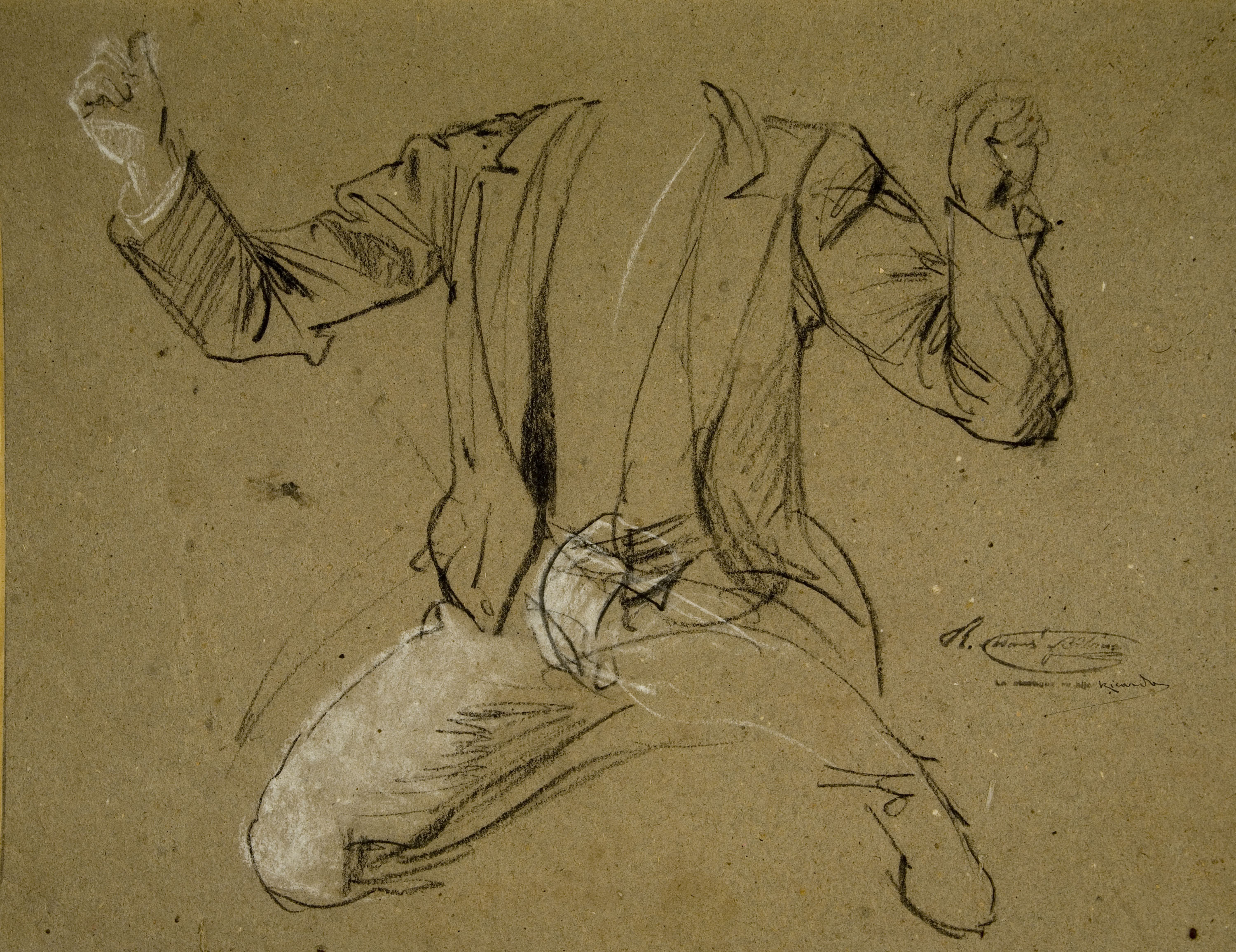 image for: Ramon Martí i Alsina - Apunt de figura per al quadre &quot;El gran dia de Girona&quot; - Cap a 1863-1864