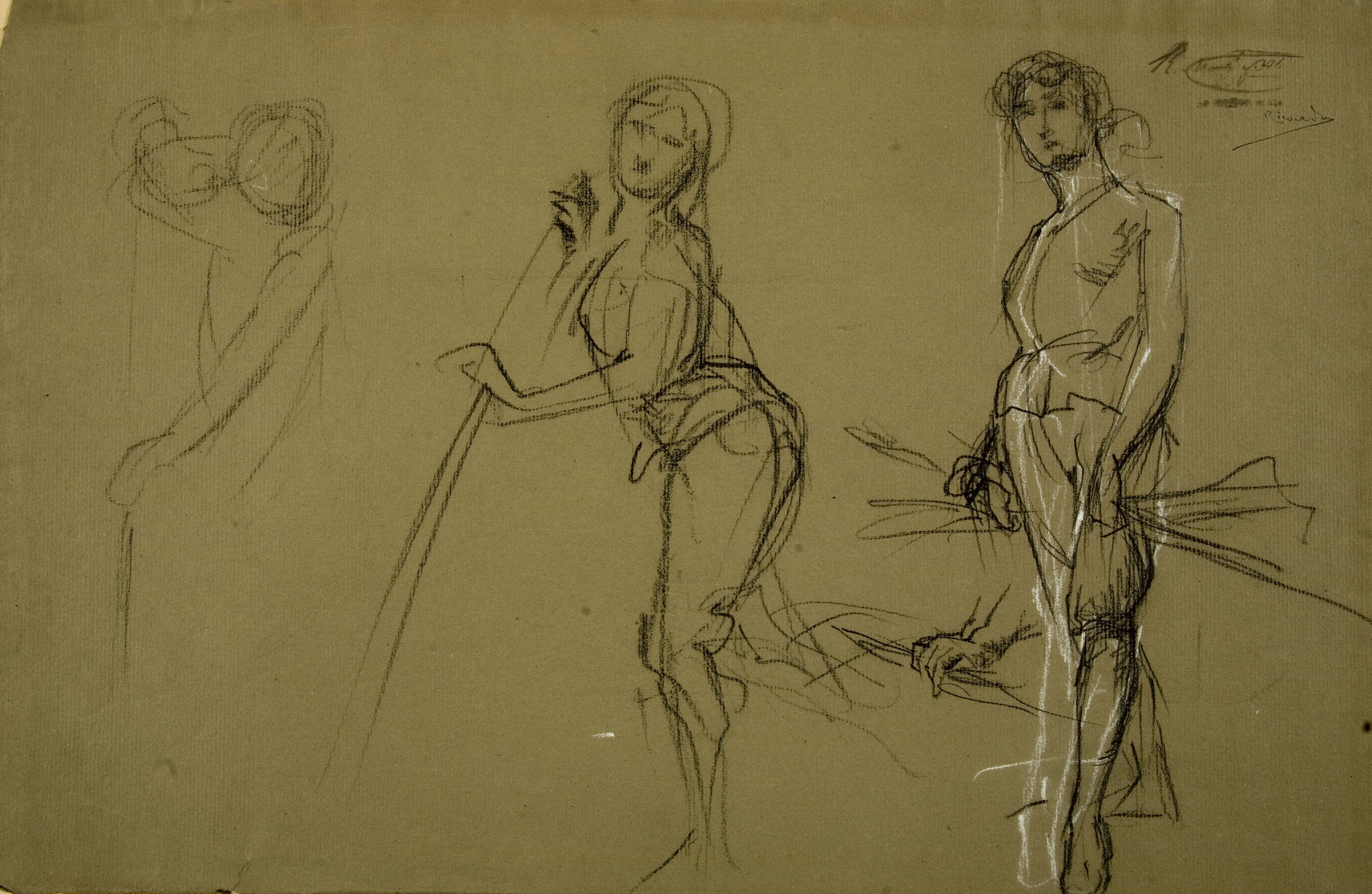 image for: Ramon Martí i Alsina - Estudi de figures per a un quadre - Cap a 1870-1880