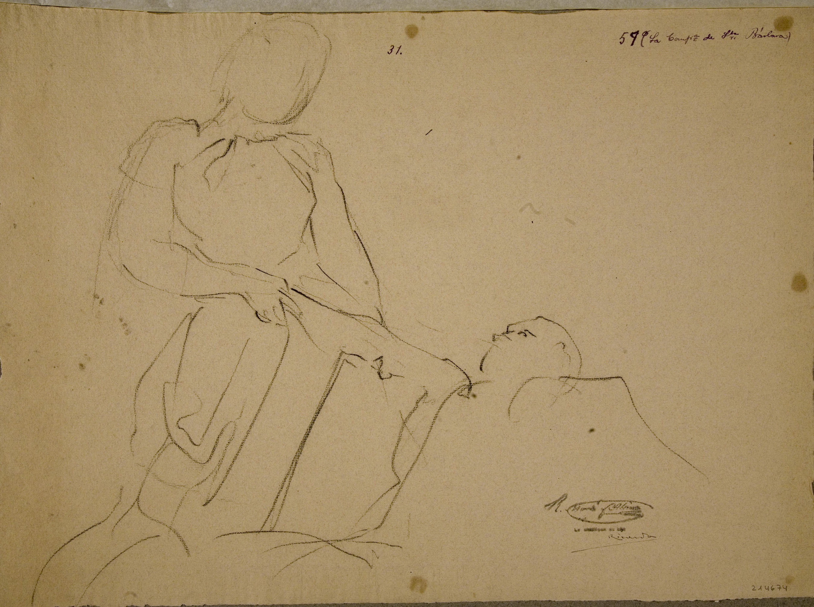 image for: Ramon Martí i Alsina - Esbós per al quadre «La Companyia de Santa Bàrbara» - Cap a 1891