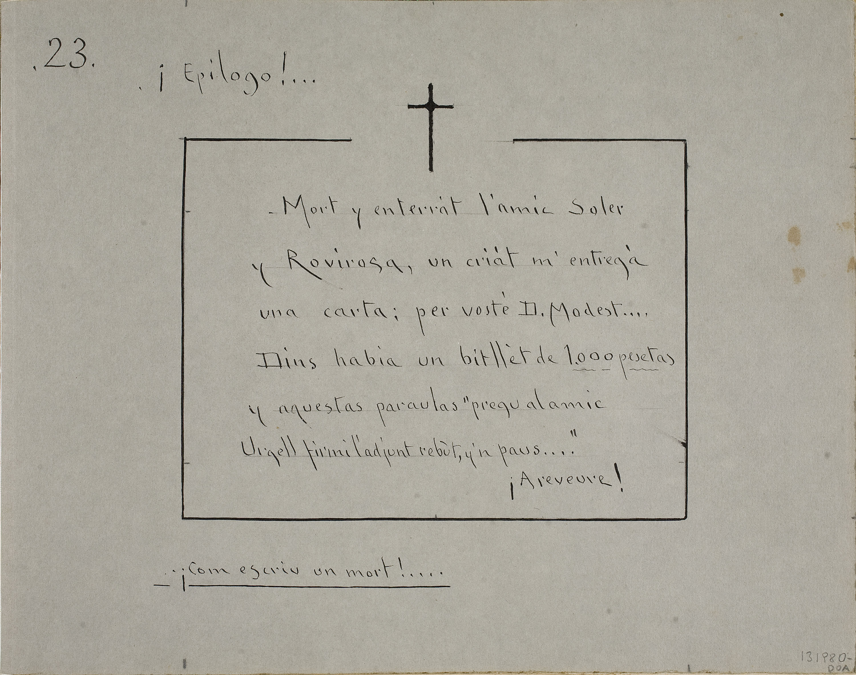 image for: Modest Urgell - ¡Epilogo! (anvers) / Académics del any 70 (revers) - Cap a 1918