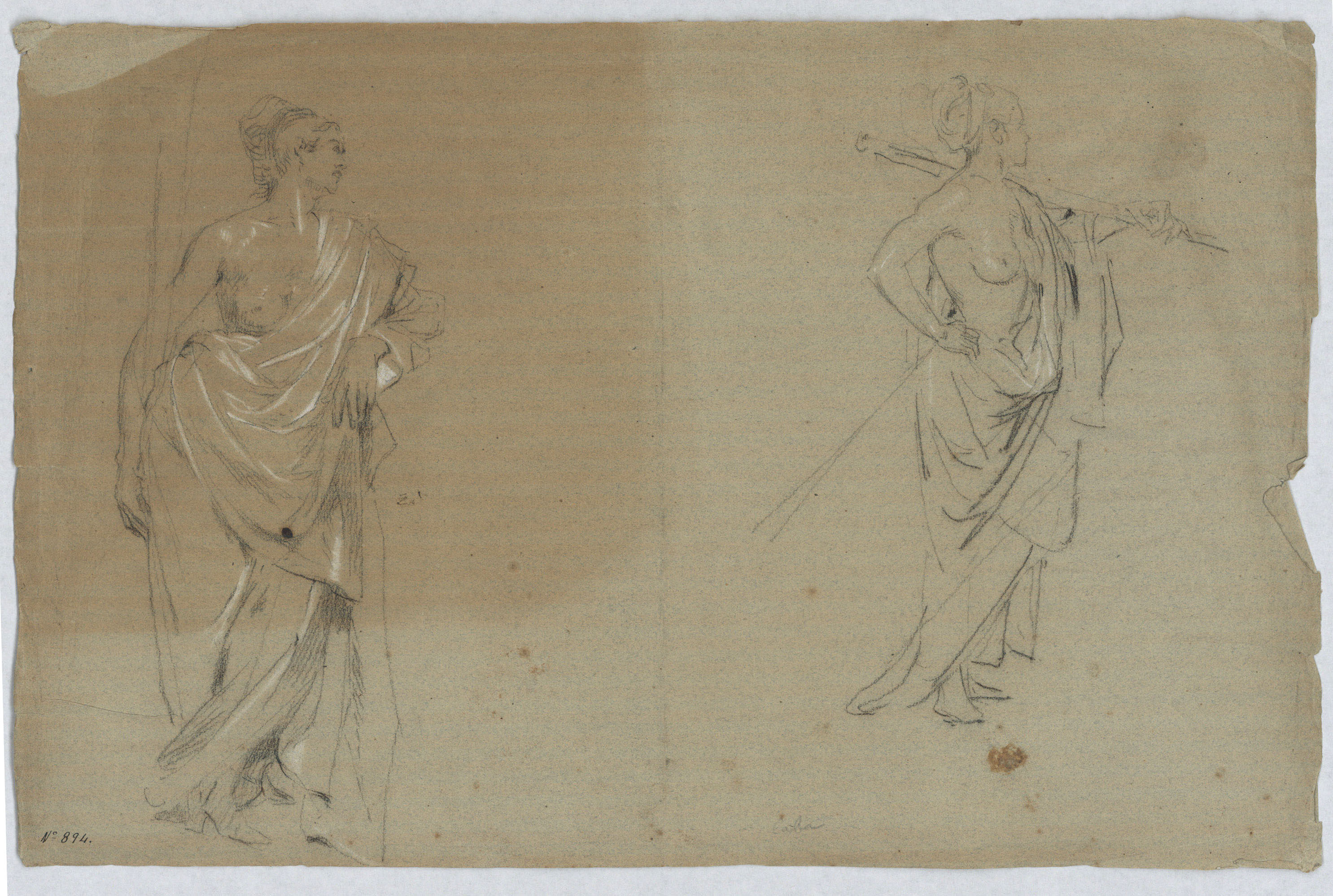 image for: Antoni Caba - Estudis de figures al·legòriques per a la pintura «La Pau» - Cap a 1876