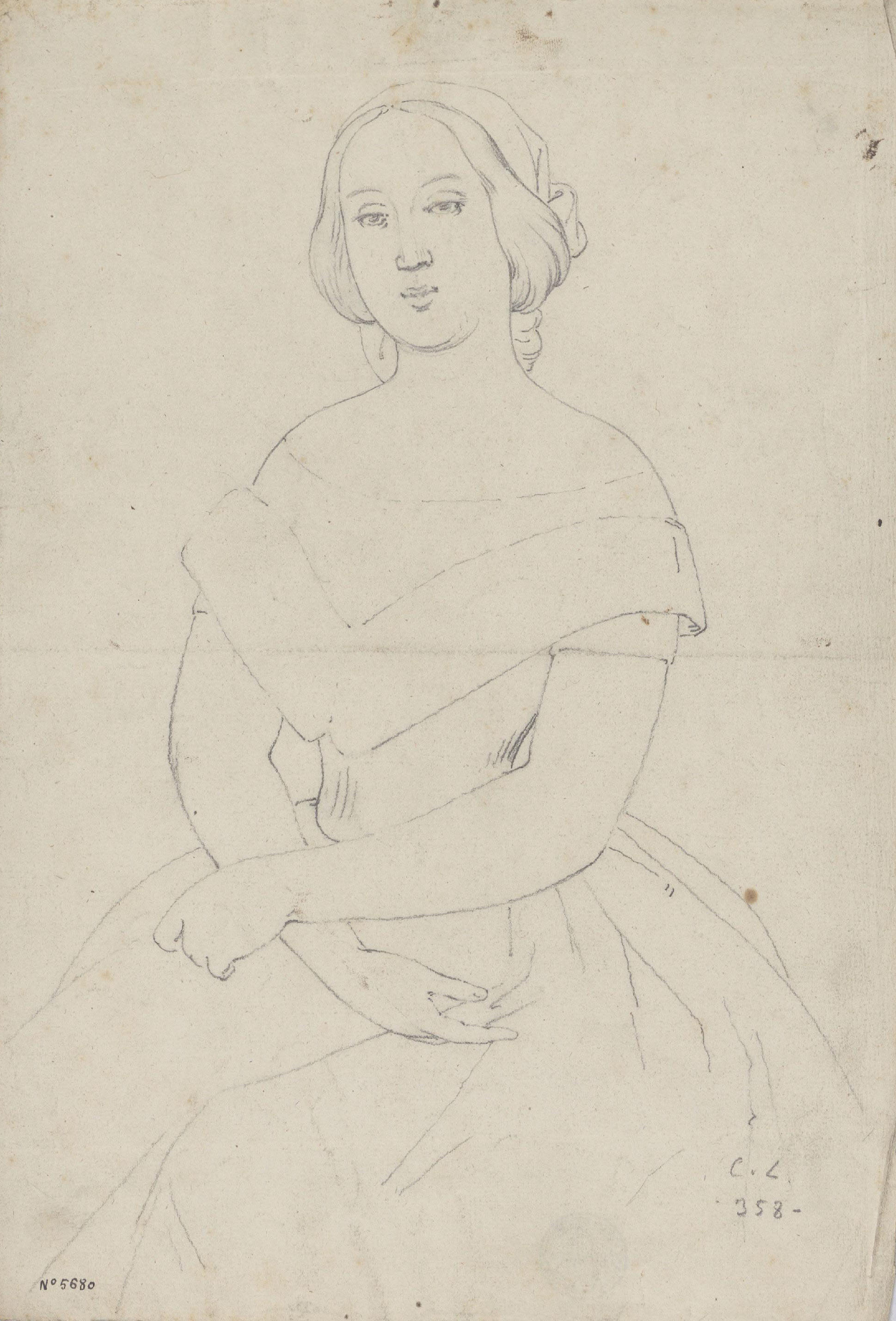 image for: Claudi Lorenzale - Retrat de dona (anvers) / Retrat de dona (revers) - Cap a 1860-1880