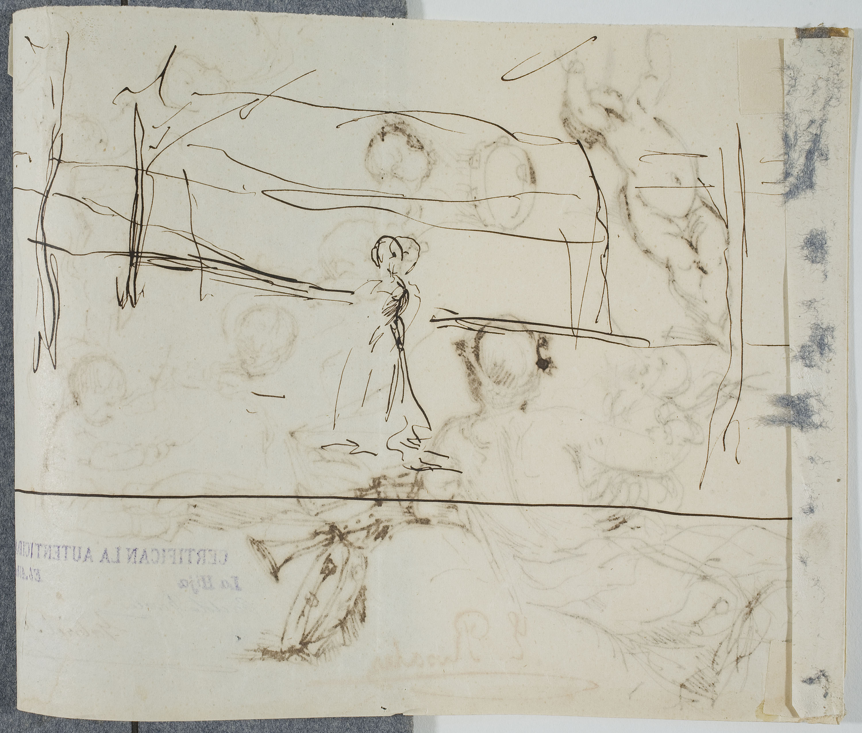 image for: Eduardo Rosales - Estudi per a l&#039;Al·legoria de la Música del sostre del palau dels marquesos de Portugalete (Madrid) (anvers) / Apunt d&#039;Ofèlia en un clar de bosc. Apunt per al quadre &quot;Hamlet... - Cap a 1870 [1]