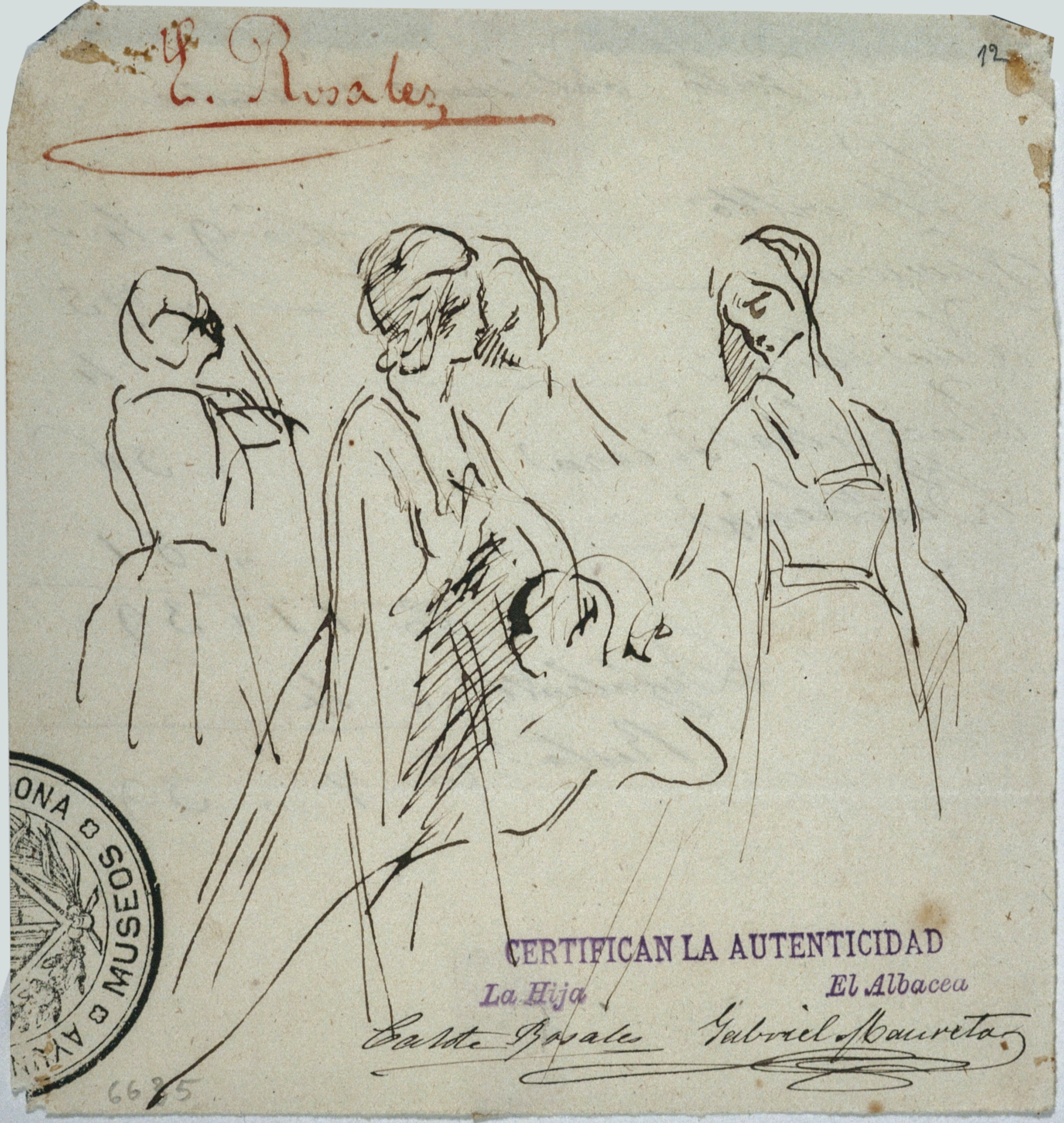 image for: Eduardo Rosales - Estudi per al quadre «Blanca de Navarra entregada al captal del Buch» - Cap a 1868