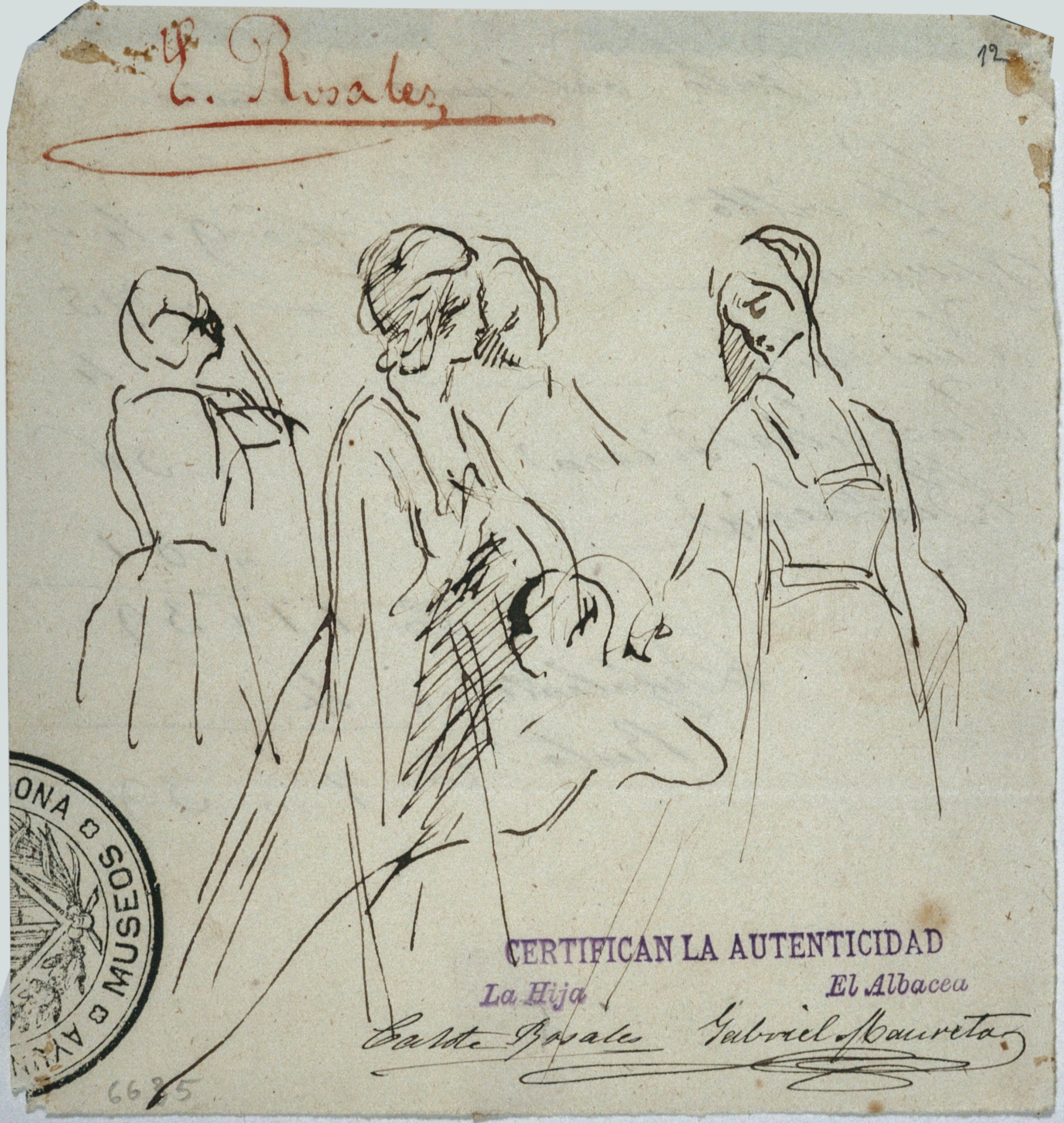 image for: Eduardo Rosales - Estudi per al quadre «Blanca de Navarra entregada al captal del Buch» - Cap a 1868