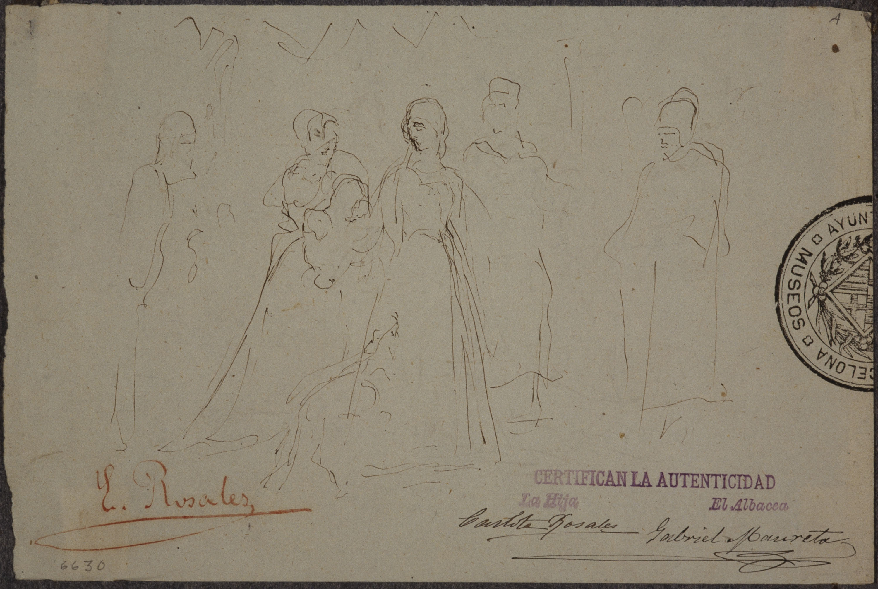 image for: Eduardo Rosales - Estudi per al quadre «Blanca de Navarra entregada al captal del Buch» - Cap a 1868
