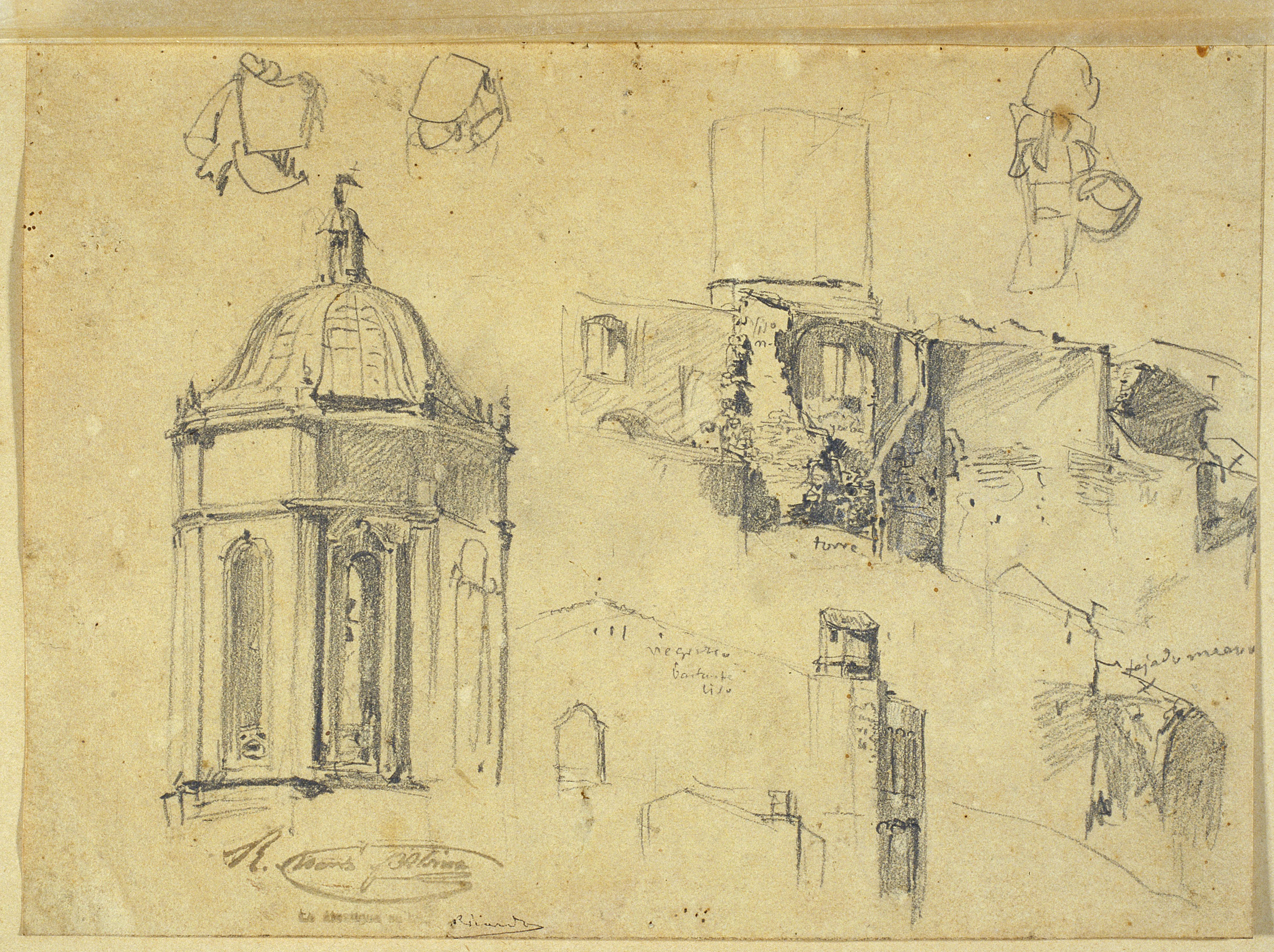 image for: Ramon Martí i Alsina - Estudi d&#039;edificis per al quadre &quot;El gran dia de Girona&quot; - Cap a 1863-1864