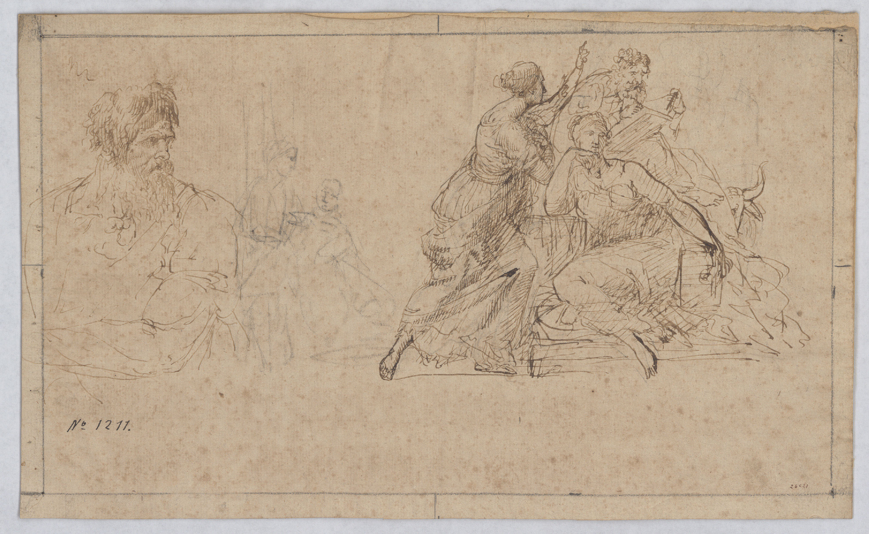 image for: Josep Bernat Flaugier - Rapte d&#039;Europa i figura masculina - Cap a 1800-1812