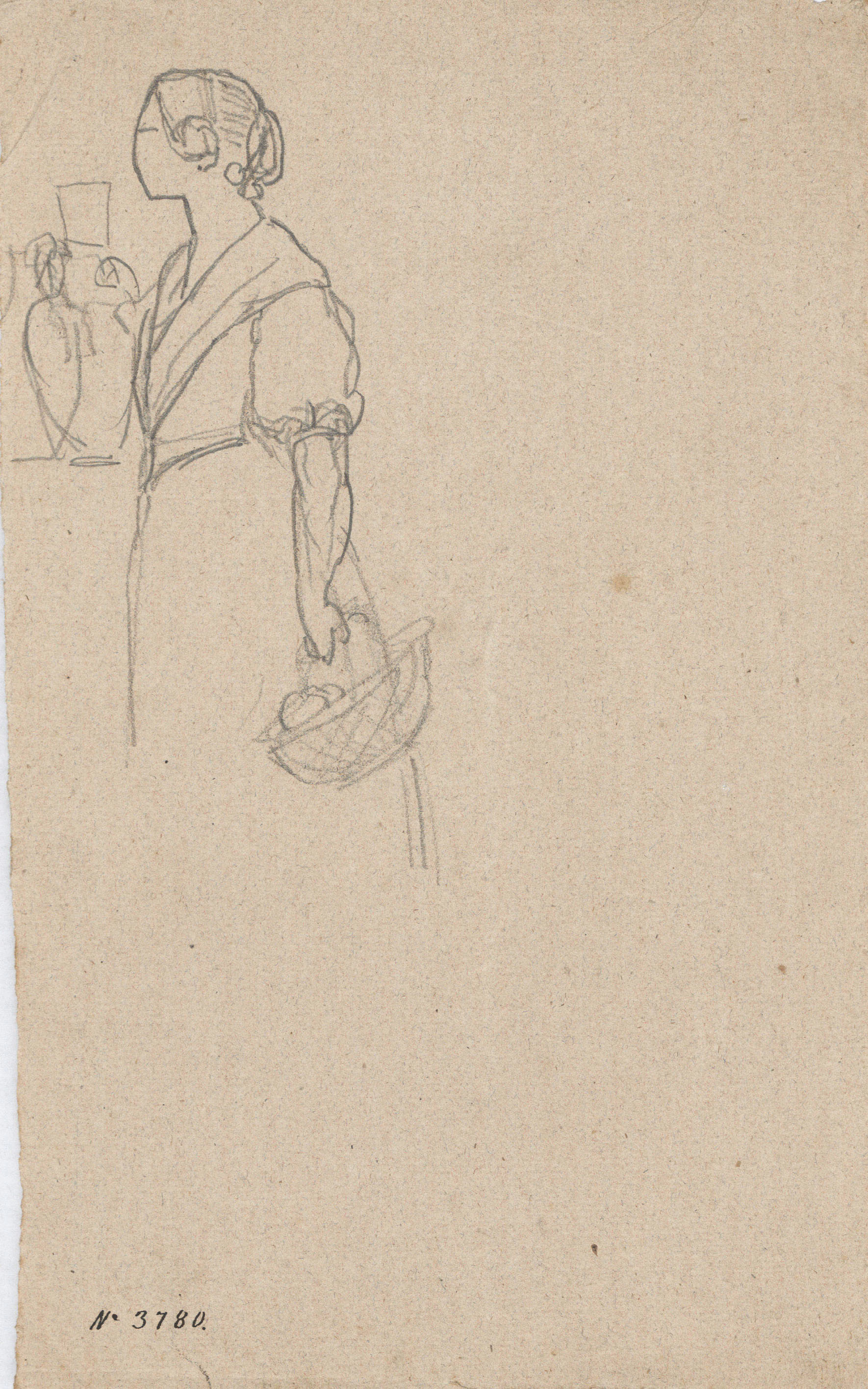 image for: Francesc Torras - Camperola (anvers) / Croquis de figura femenina (revers) - Cap a 1860-1876