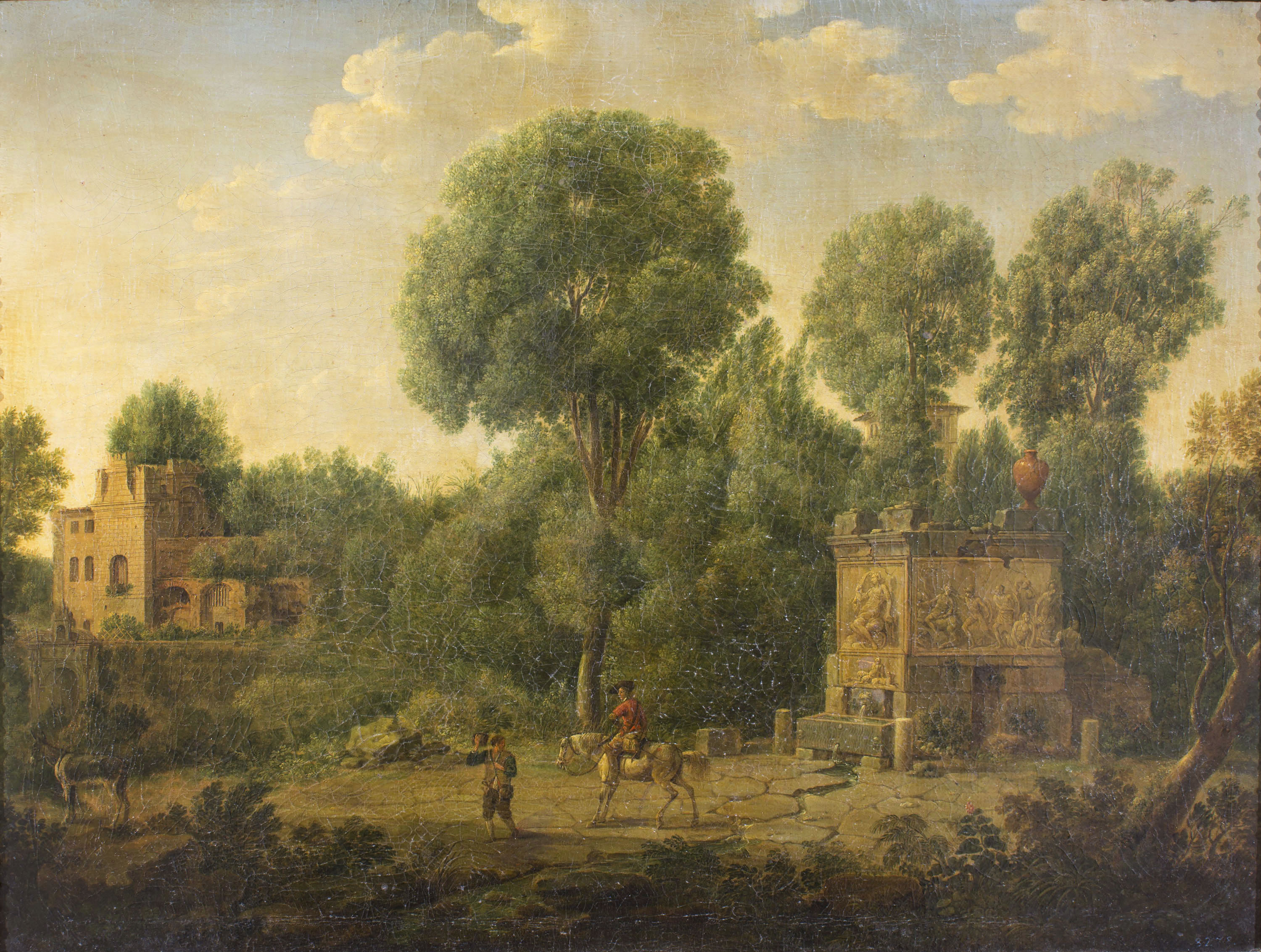 image for: Pierre Patel - Paisatge amb arbres, una casa i ruïnes - Entre 1650-1676