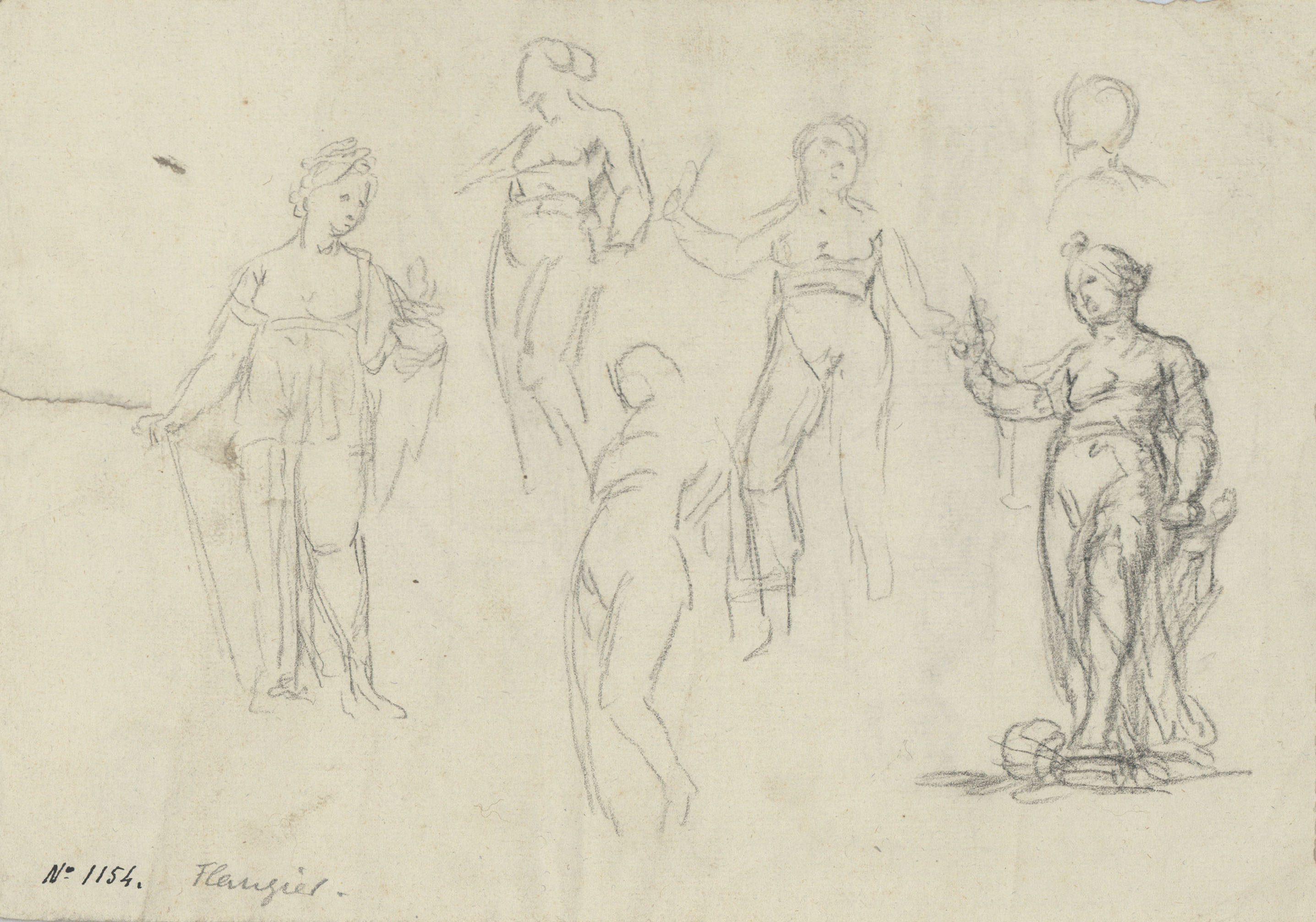 image for: Josep Bernat Flaugier - Apunts de figures al·legòriques (anvers) / Croquis de dues figures al·legòriques (revers) - Cap a 1800-1812