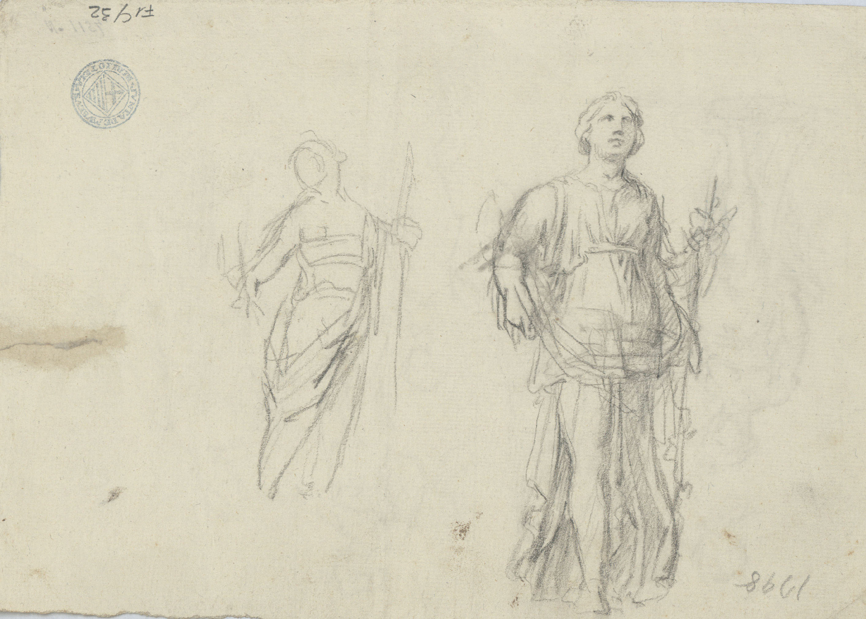image for: Josep Bernat Flaugier - Apunts de figures al·legòriques (anvers) / Croquis de dues figures al·legòriques (revers) - Cap a 1800-1812 [1]