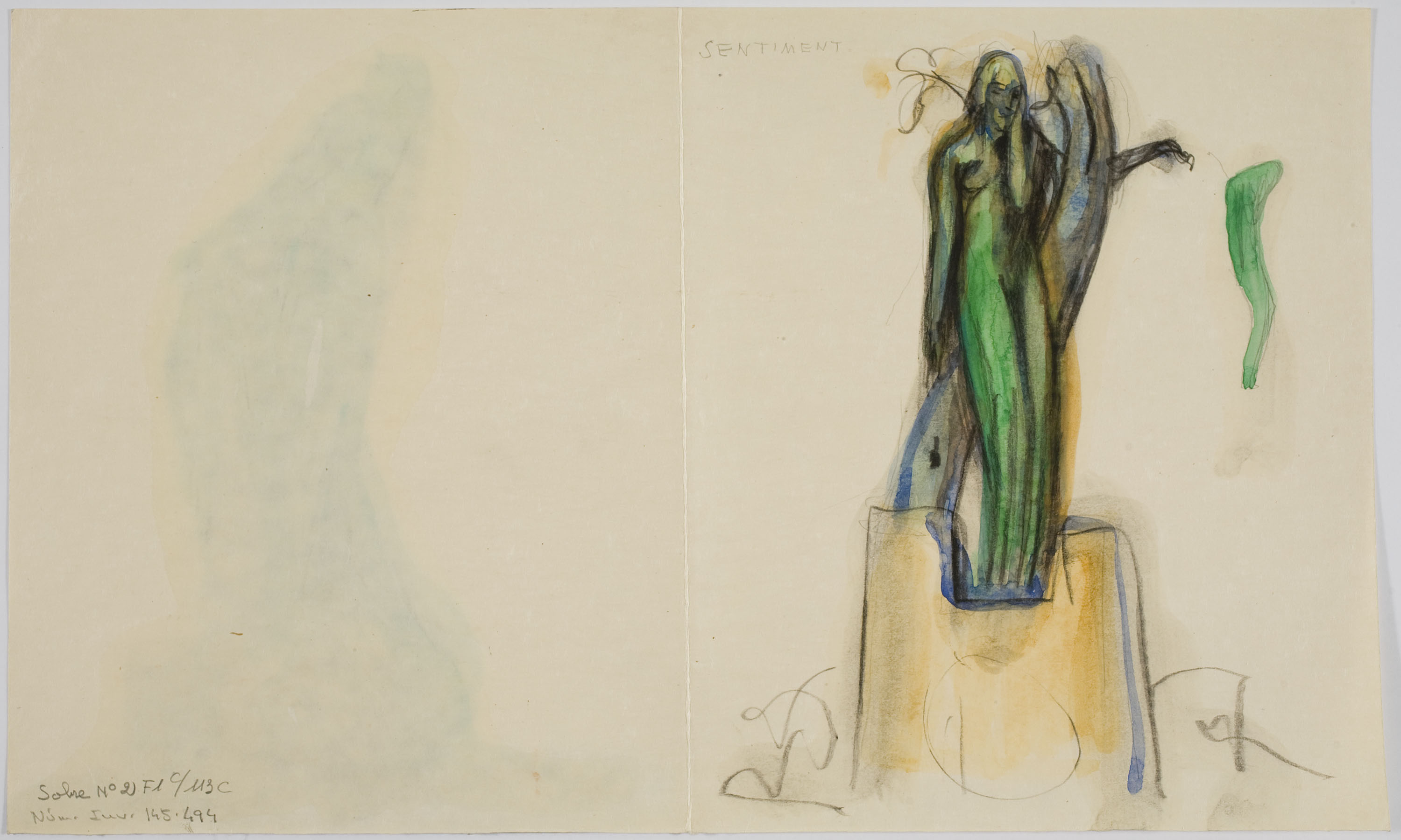 image for: Ismael Smith - Projecte escultòric «Sentiment» (anvers) / Projecte escultòric «Dolor» (revers) - Cap a 1922-1924