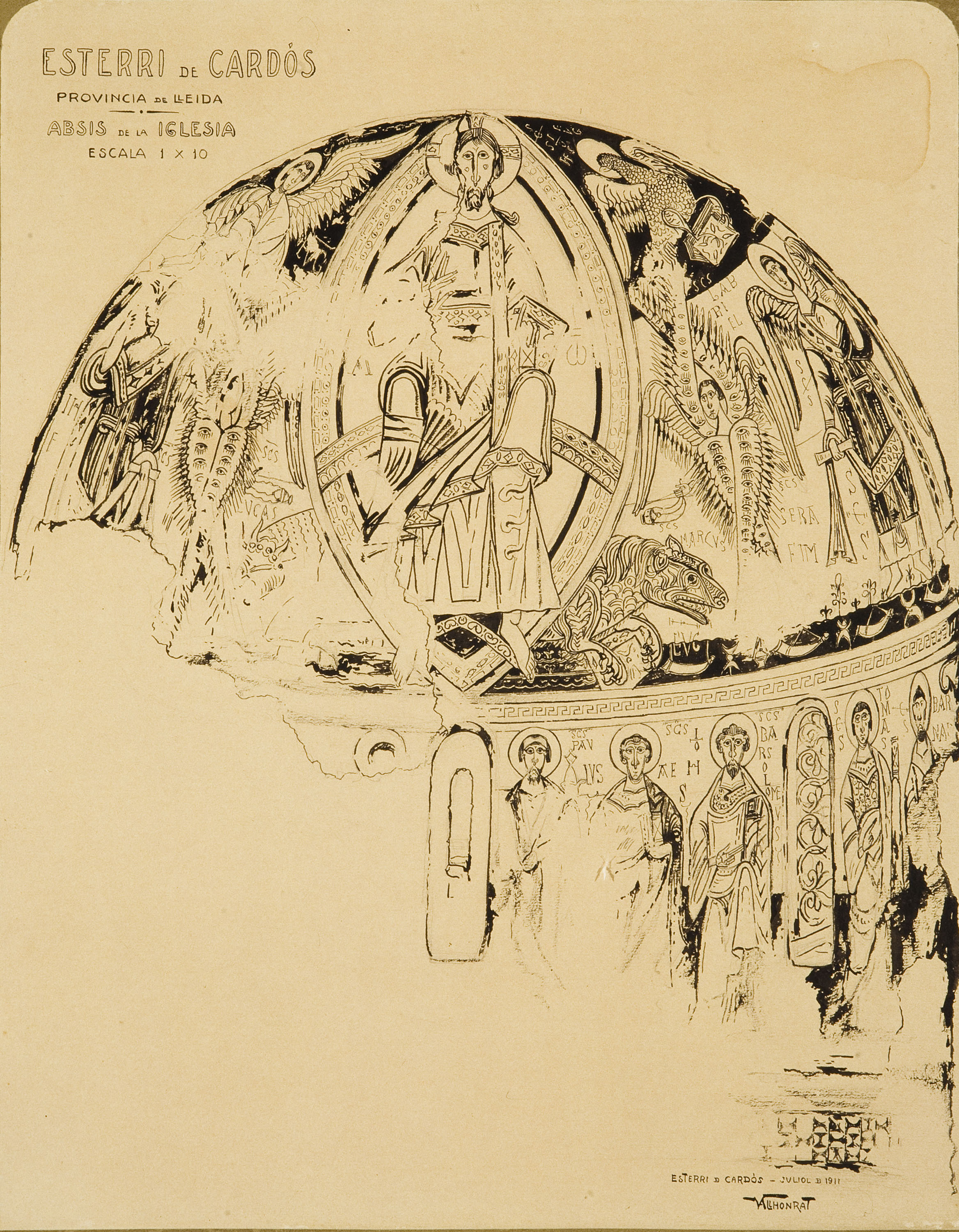 image for: Joan Vallhonrat - Reproducció de les pintures de l&#039;absis de Sant Pau d&#039;Esterri de Cardós - 1911