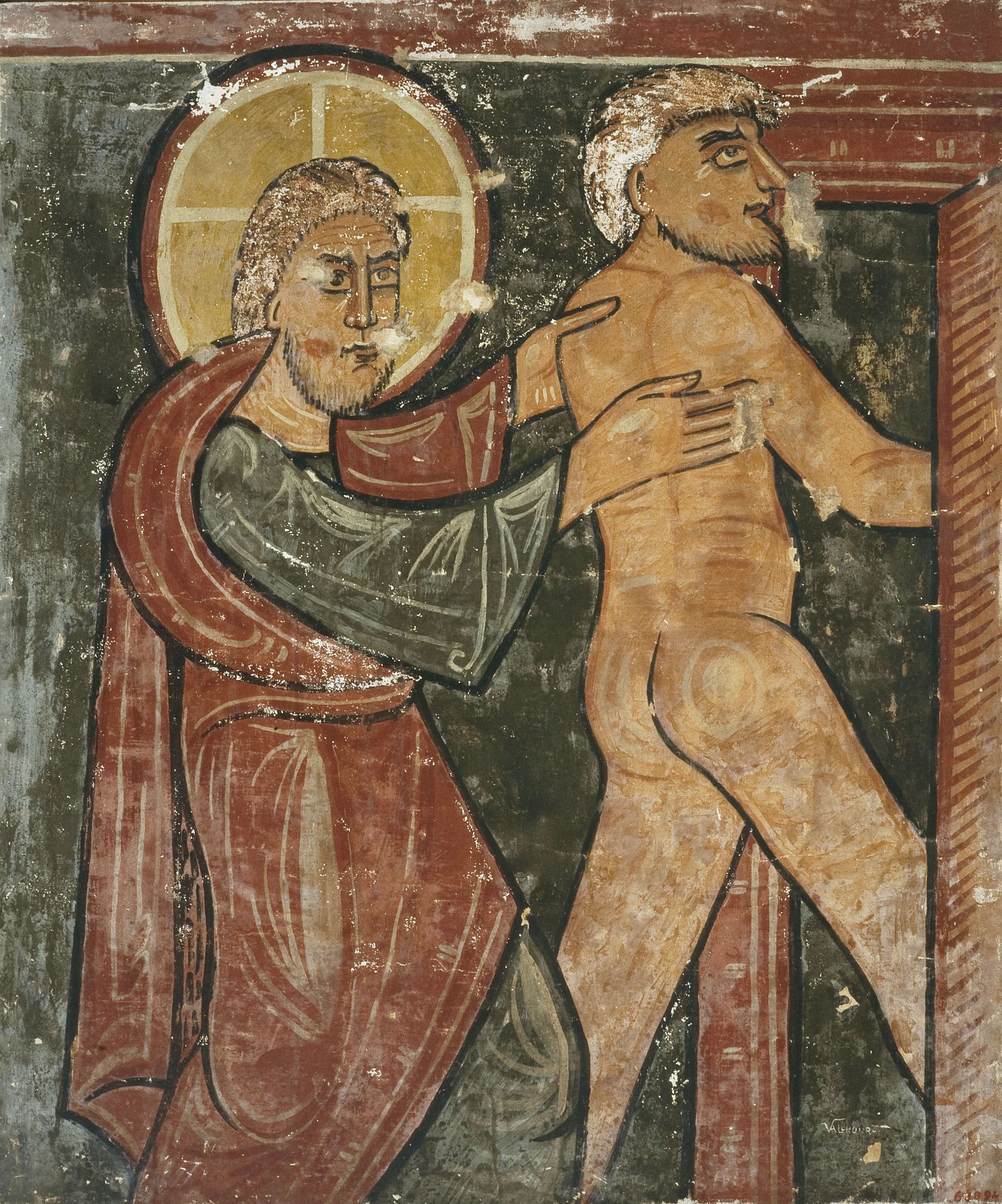 image for: Joan Vallhonrat - Reproducció de les pintures de l&#039;absis de Sant Sadurní d&#039;Osormort. Déu conduint Adam al Paradís - 1916