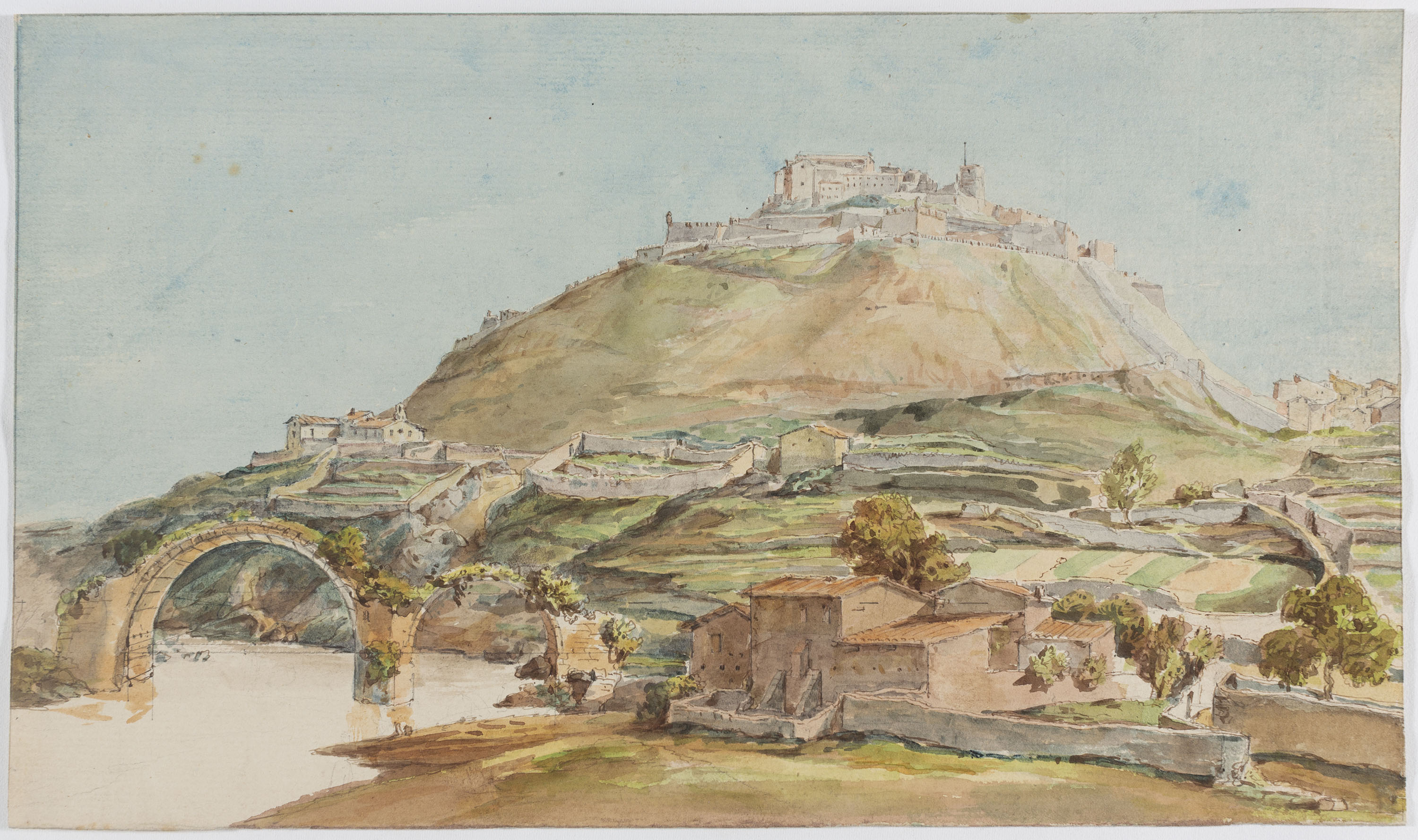 image for: Adolphe Hedwige Alphonse Delamare - Vista de Cardona i del Pont del Diable - 4 d’abril de 1825