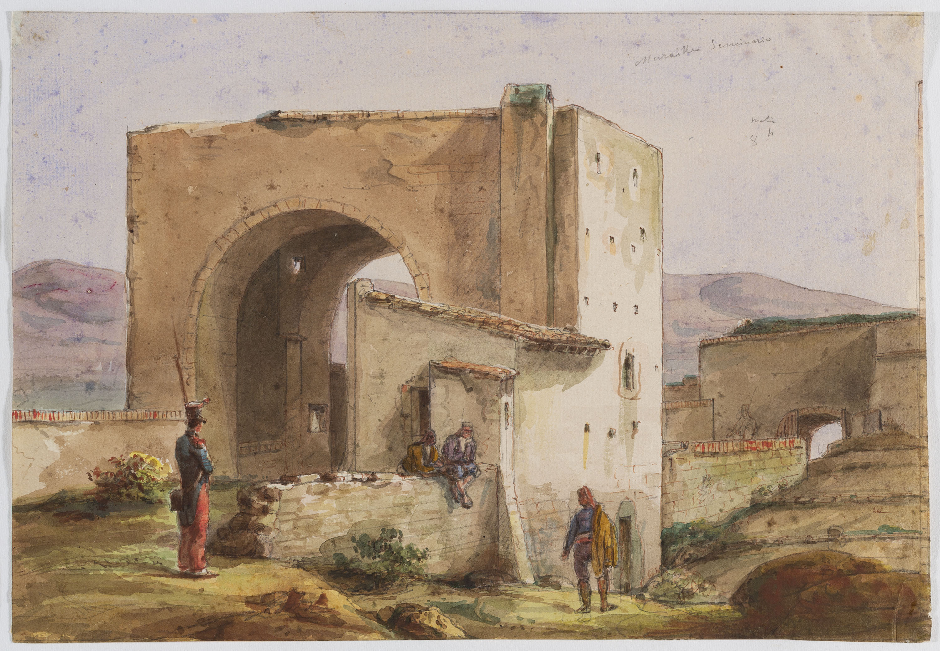 image for: Adolphe Hedwige Alphonse Delamare - Muralla del Seminari a Barcelona - Cap a 1826-1827