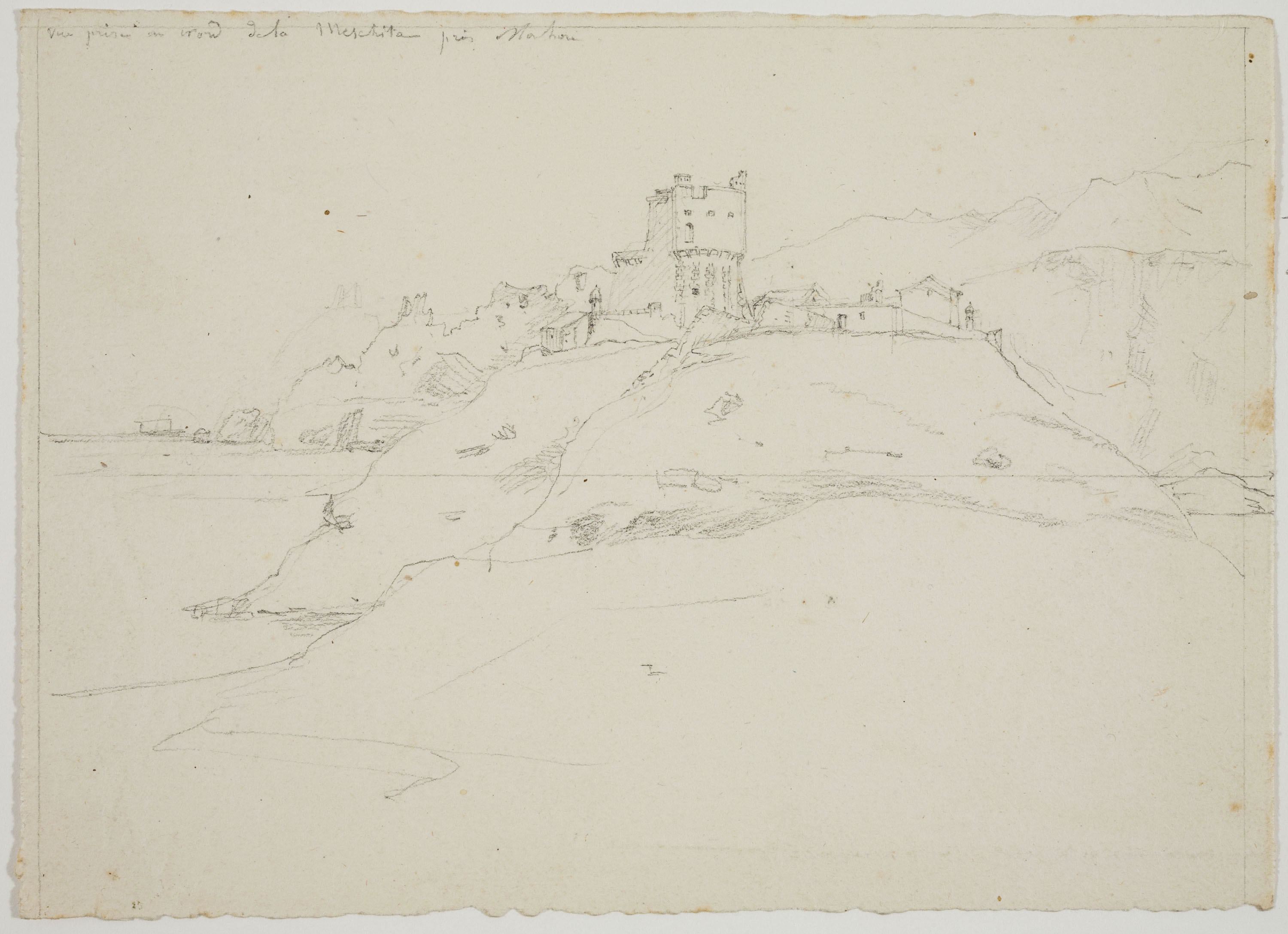 image for: Adolphe Hedwige Alphonse Delamare - Vista amb la torre de Sa Mesquida a prop de Maó - Cap a 1824-1827