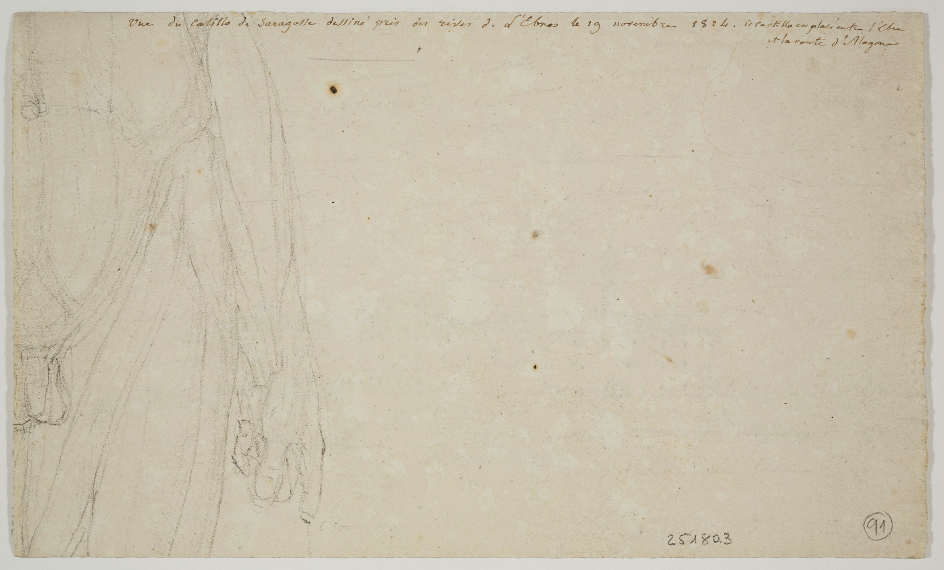 image for: Adolphe Hedwige Alphonse Delamare - Vista del castell de Saragossa des de l‘Ebre - 19 novembre 1824 [1]