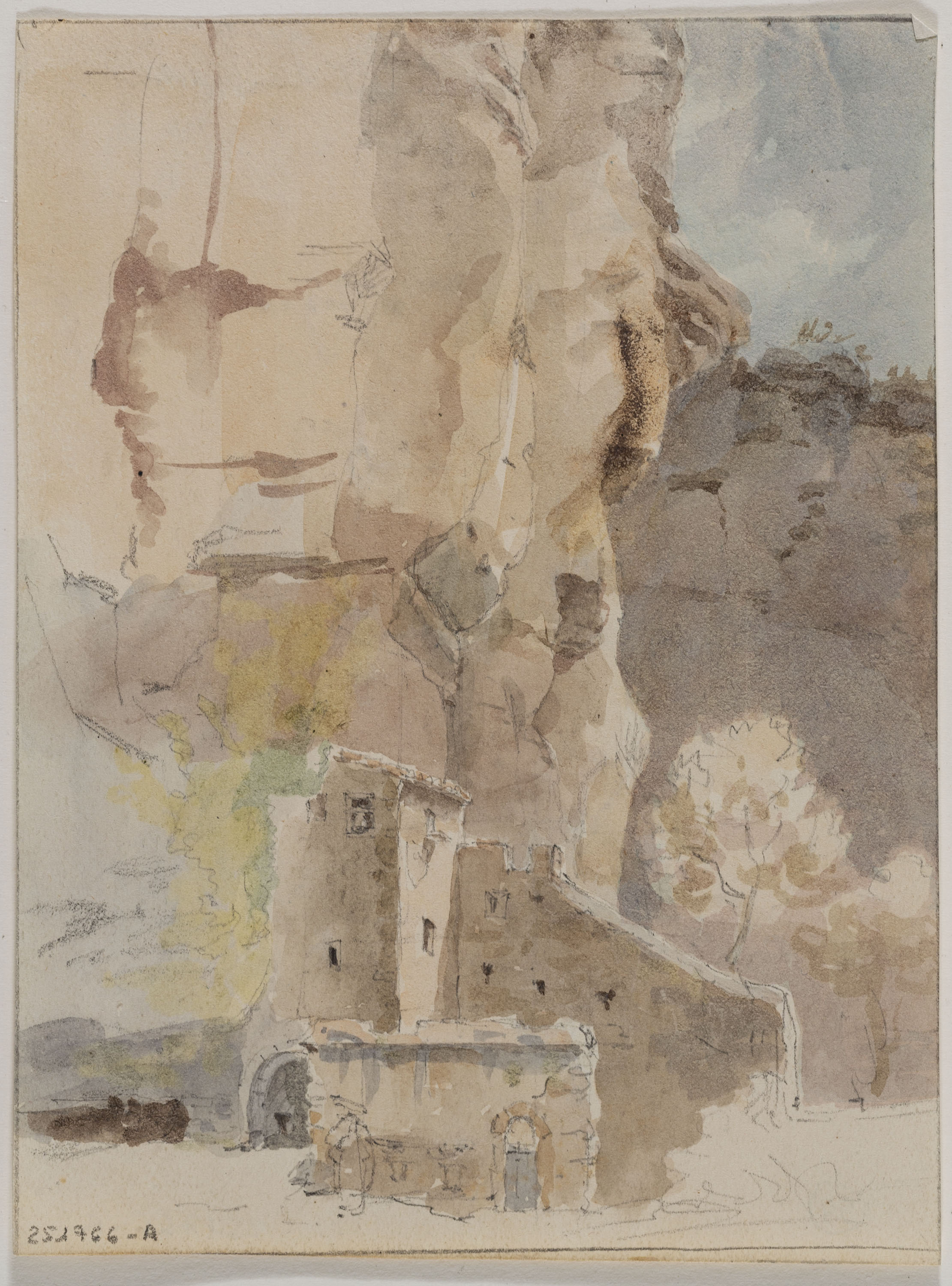 image for: Adolphe Hedwige Alphonse Delamare - Porta d’entrada a l’antiga ermita de Sant Miquel al Monestir de Sant Miquel del Fai (anvers) / Apunts de vaixells (revers) - Maig de 1826