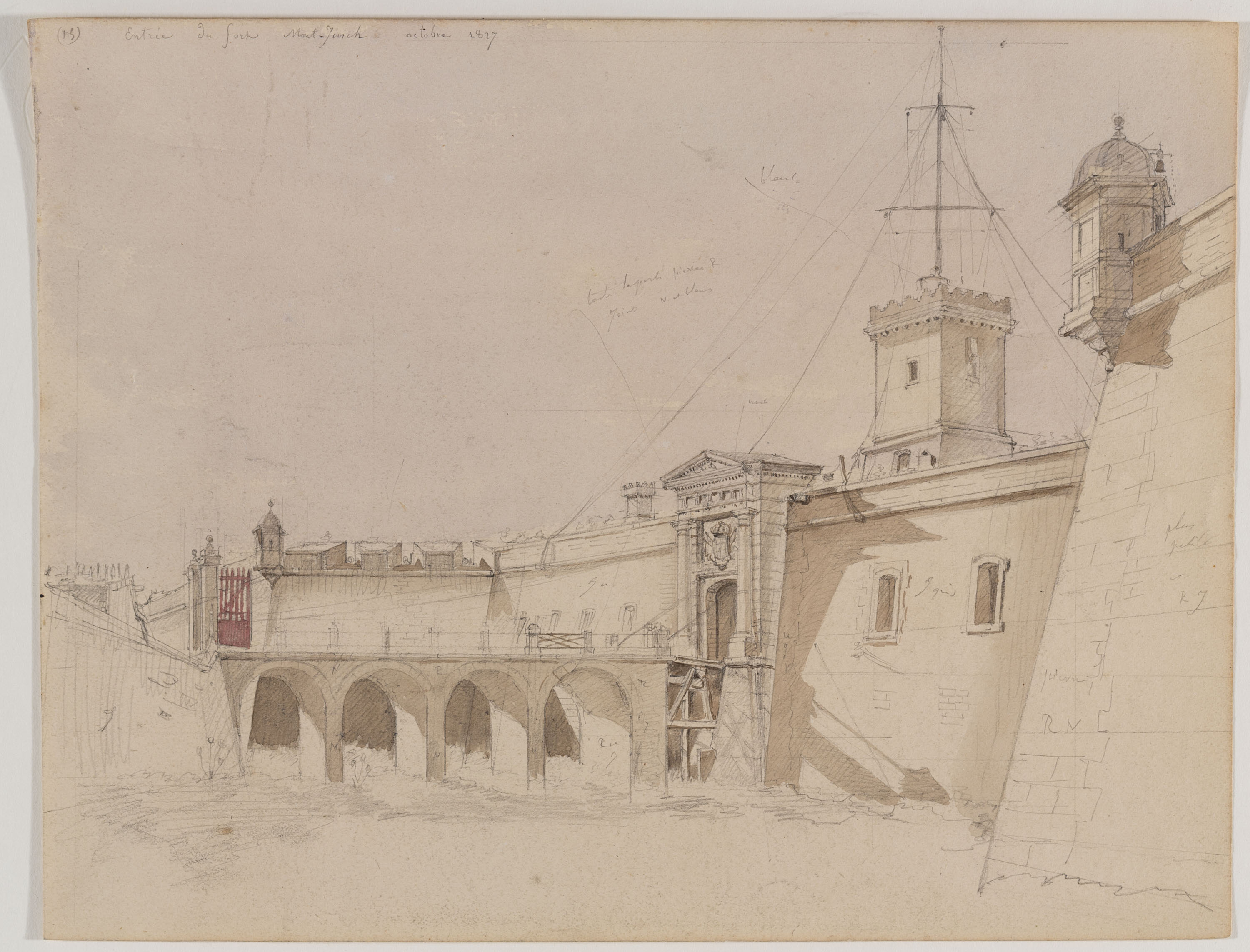 image for: Adolphe Hedwige Alphonse Delamare - Entrada al Castell de Montjuïc - Octubre 1827