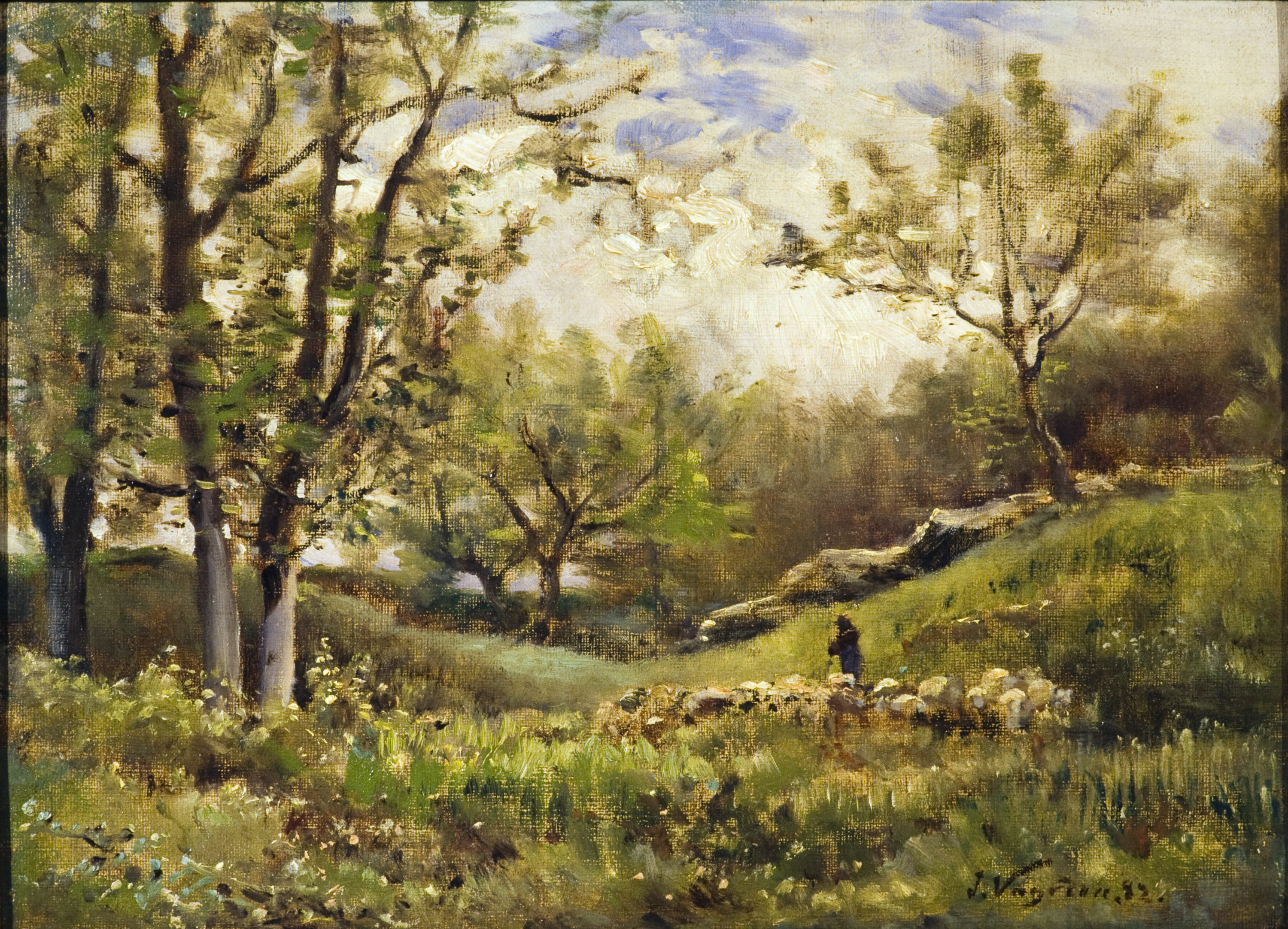 image for: Joaquim Vayreda - Paisatge amb xais - 1882
