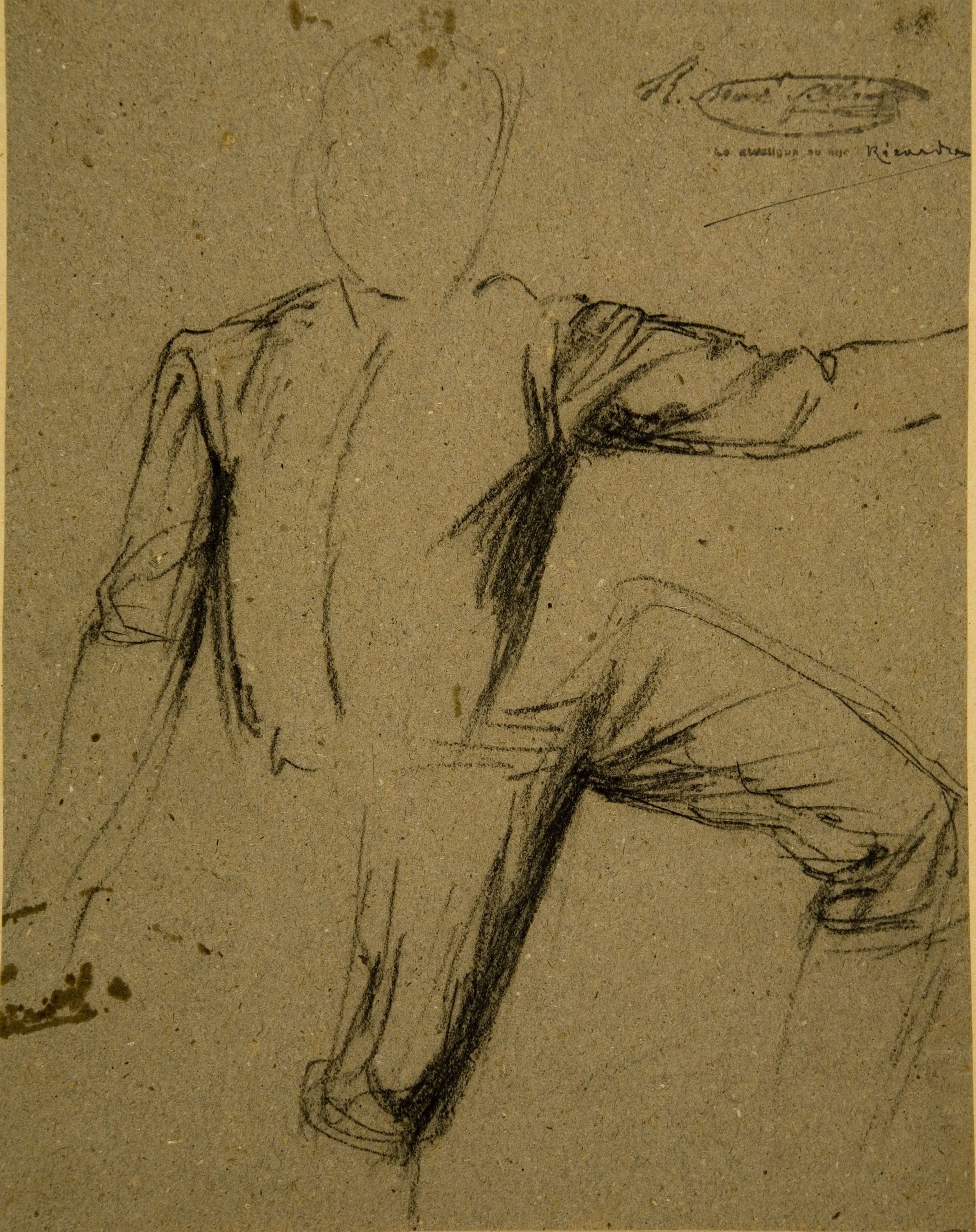 image for: Ramon Martí i Alsina - Apunt de figura masculina per al quadre &quot;El gran dia de Girona&quot; - Cap a 1863-1864