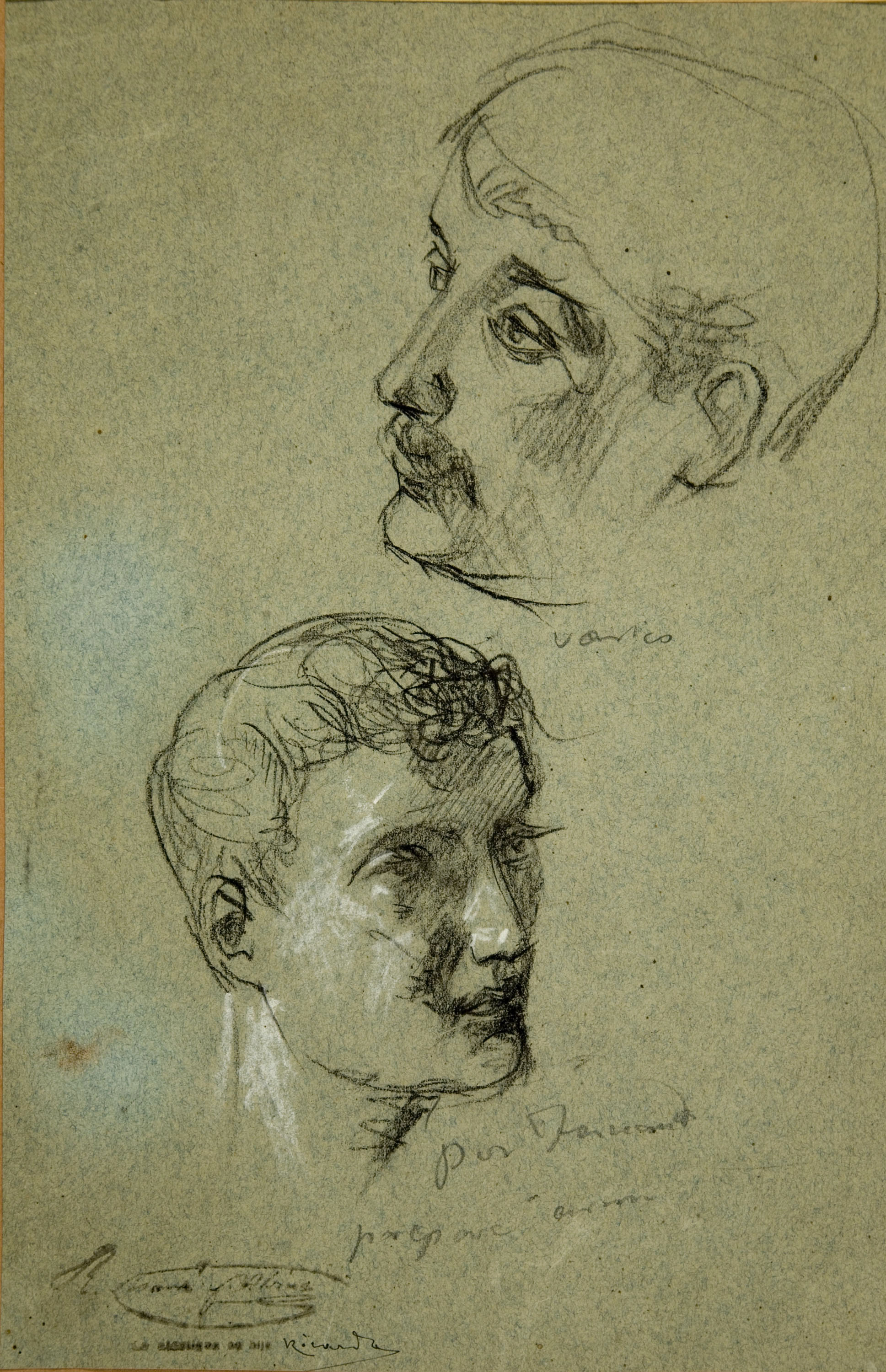 image for: Ramon Martí i Alsina - Apunt de dos caps per al quadre &quot;El gran dia de Girona&quot; - Cap a 1863-1864