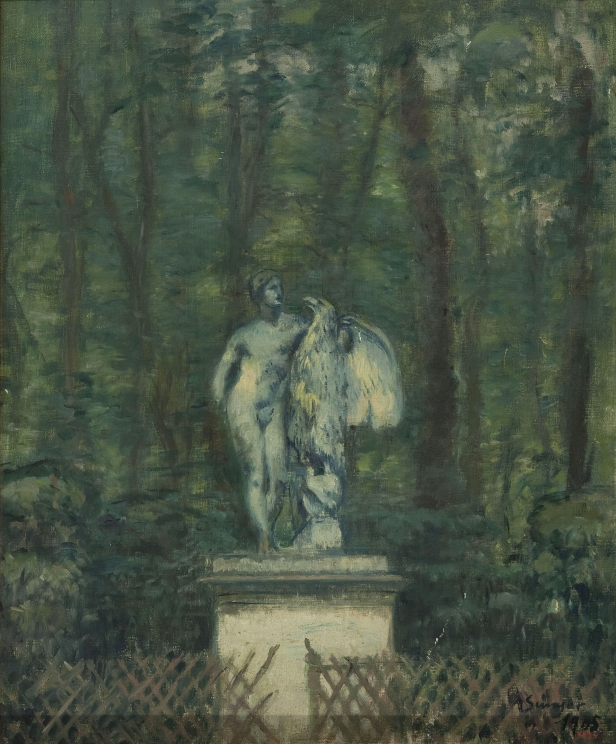 image for: Joaquim Sunyer - Jardí francès amb el grup escultòric de Ganimedes i l&#039;àliga - París, 1905
