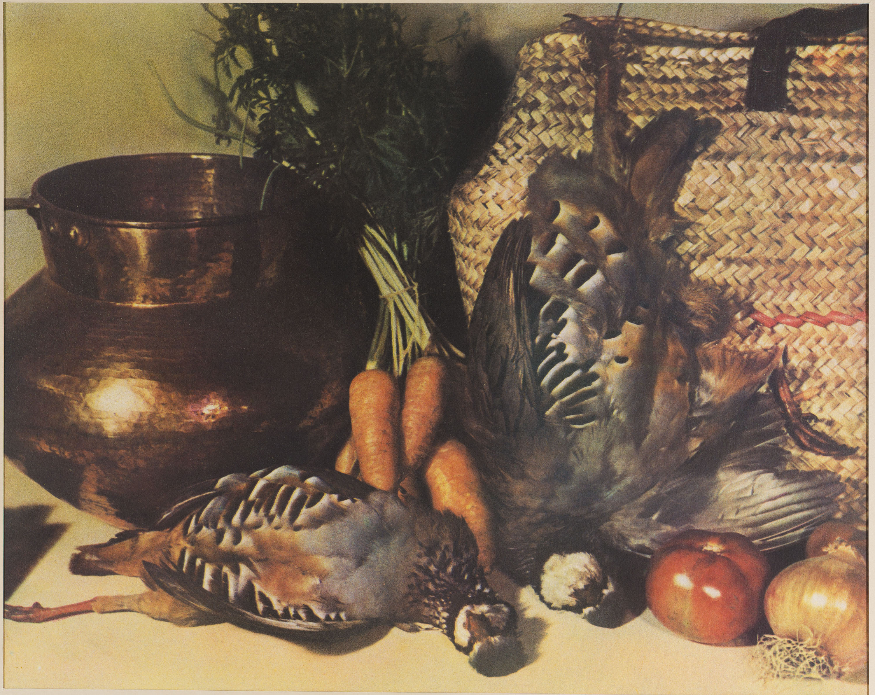 image for: Josep Maria Casals i Ariet - Natura morta amb gerra d&#039;aram, cistell i perdius - No datat