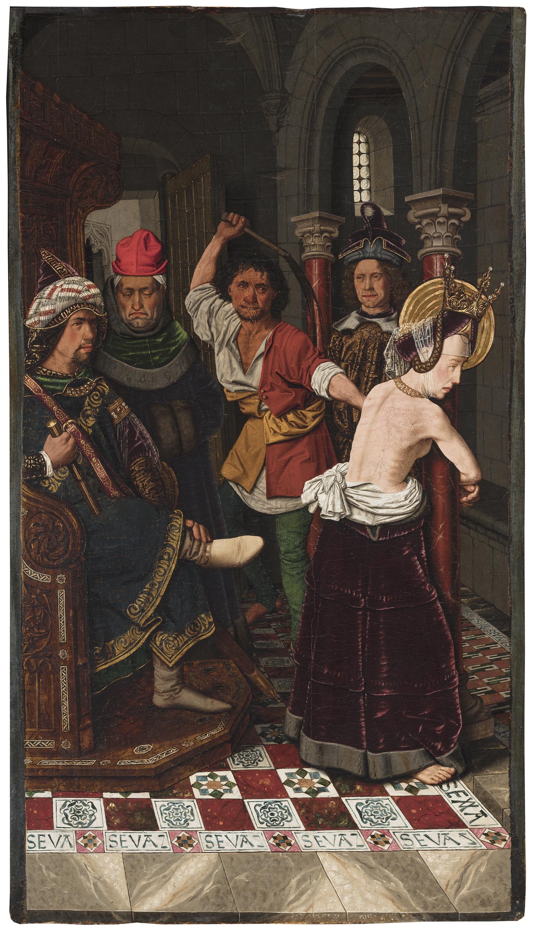 Bartolomé Bermejo. Flagel·lació de Santa Engràcia, cap a 1474-1477. Museo de Bellas Artes de Bilbao